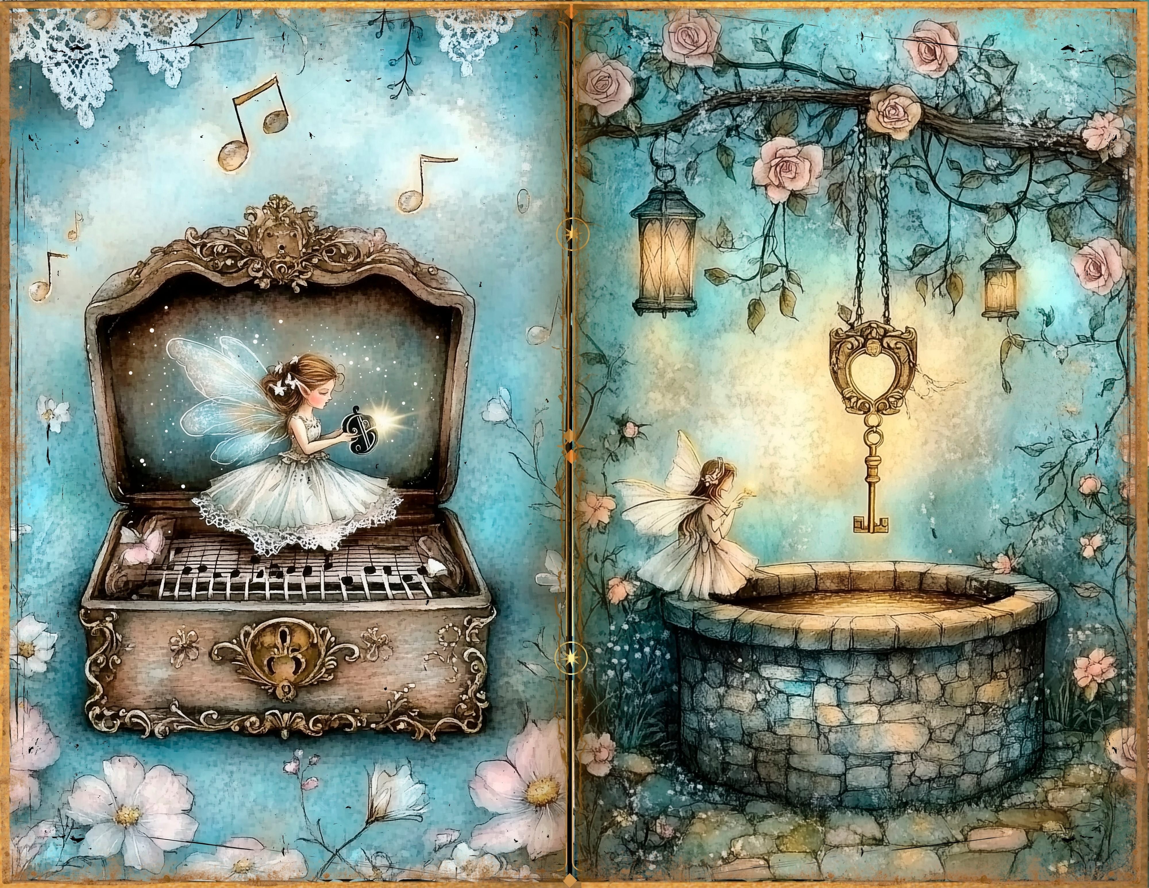 LunicArtDesign Fairy Blue material paper 5.5 x 8.5 inches 20 different sheets - ViktaShop