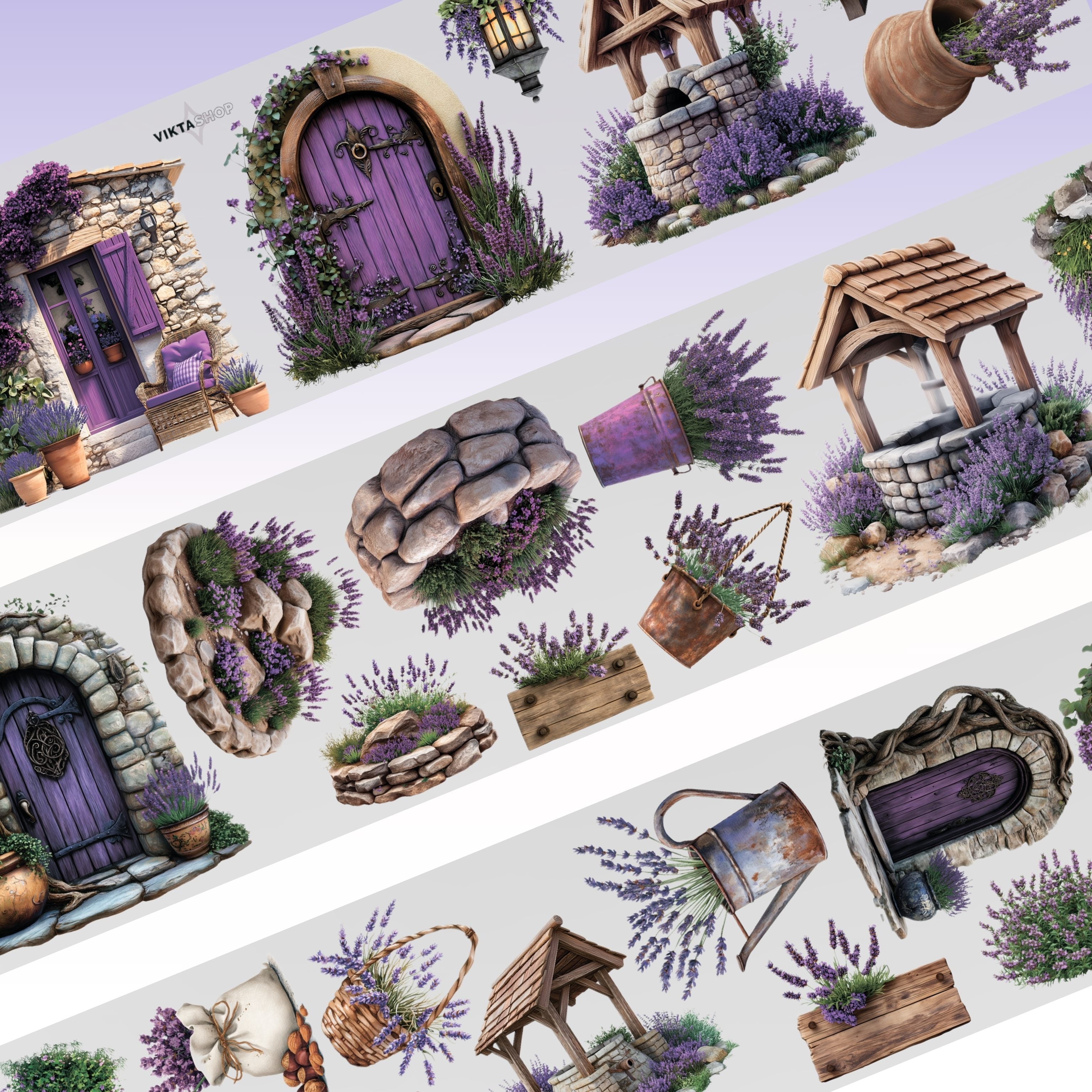 Viktashop Purple Levander series 2 PET Tape 10cm x 1.25m - ViktaShop