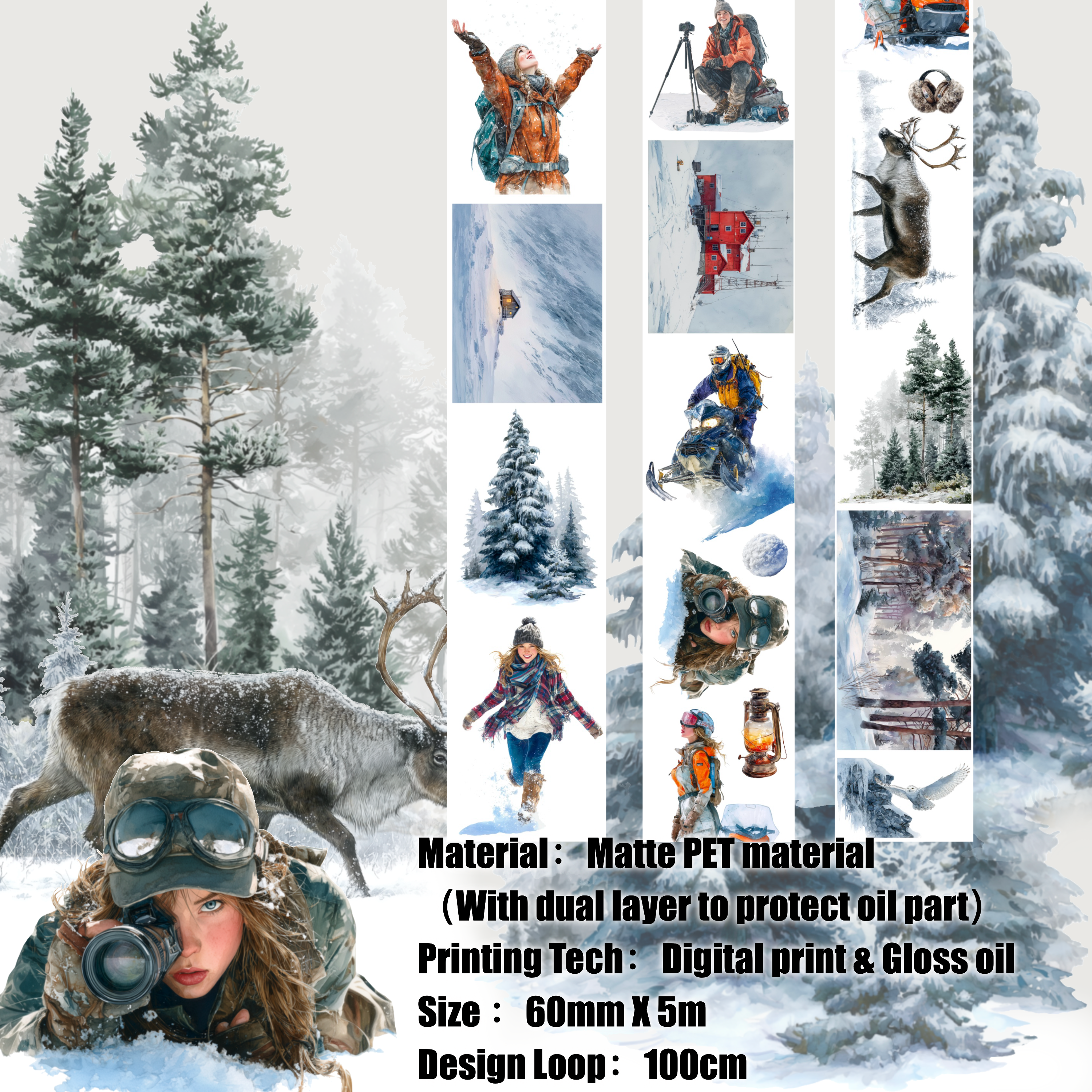 Shiimmer Snowfield PET Tape 6cm x 1m