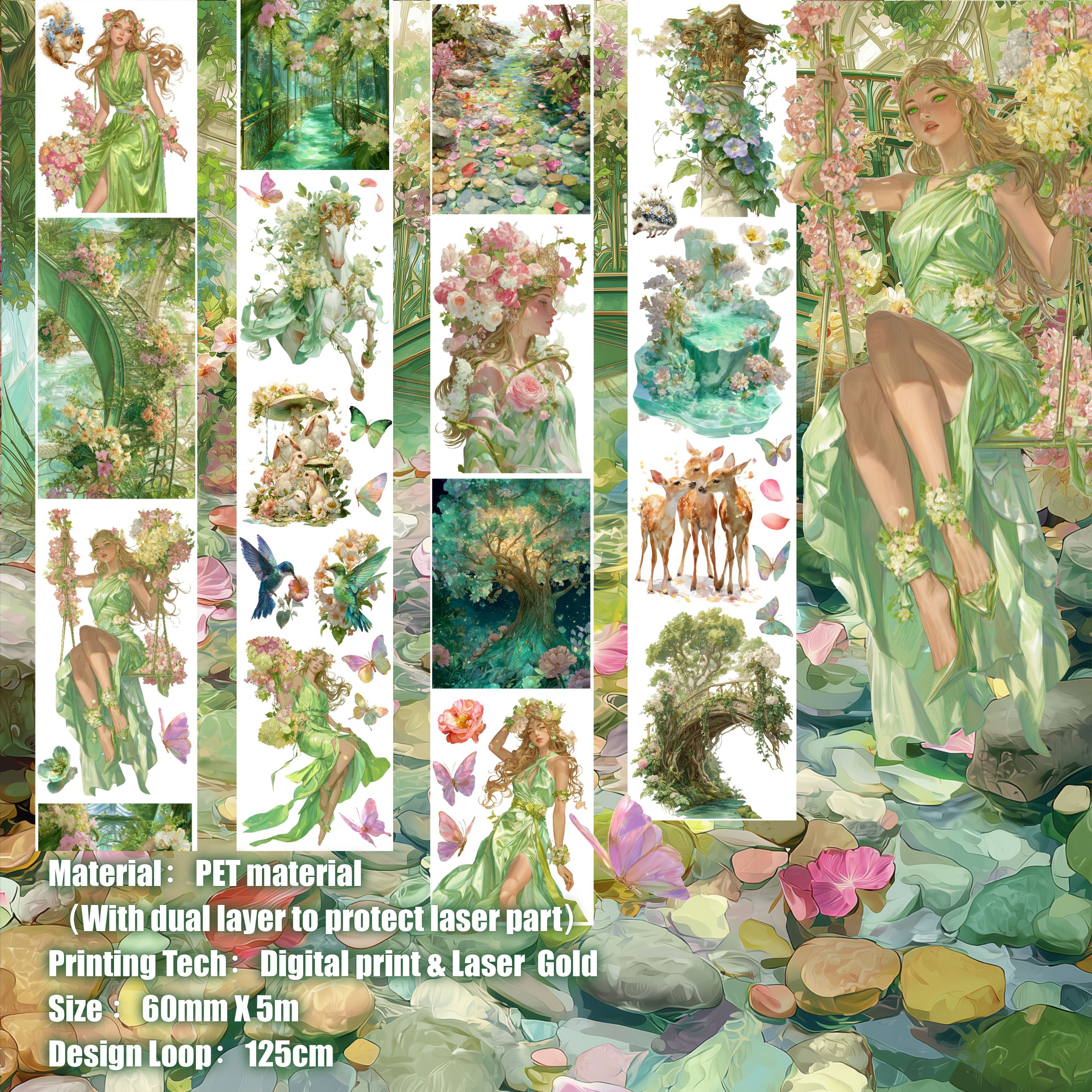 Shiimmer Flower Spirit PET Tape 6cm x 1.25m