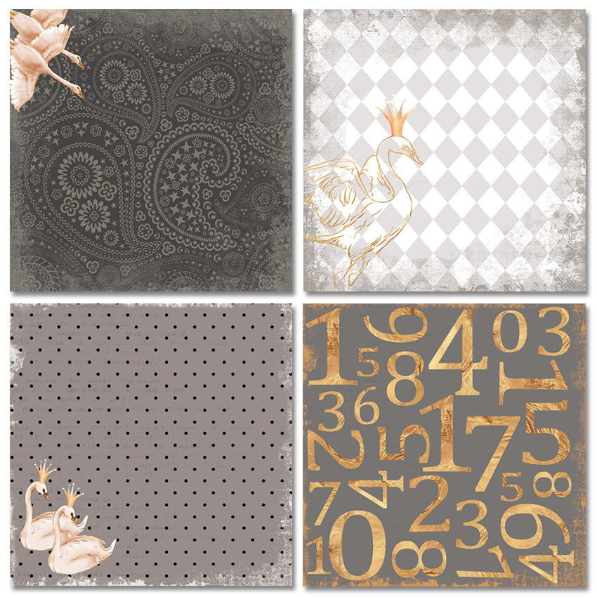 Golden Swan Handmade Decorative Pattern Paper - 24 Sheets - ViktaShop
