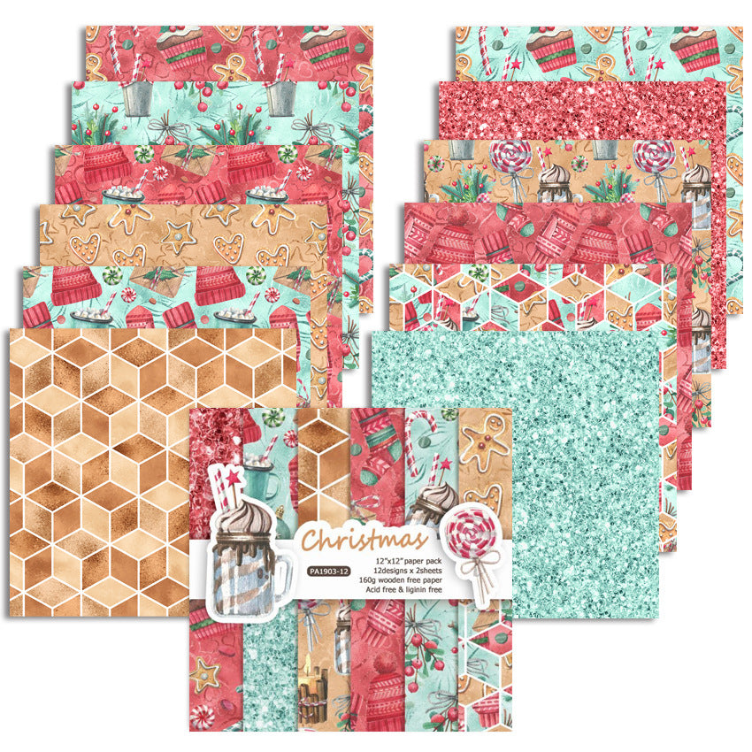 Christmas Pattern Background Paper – 24 Sheets - ViktaShop