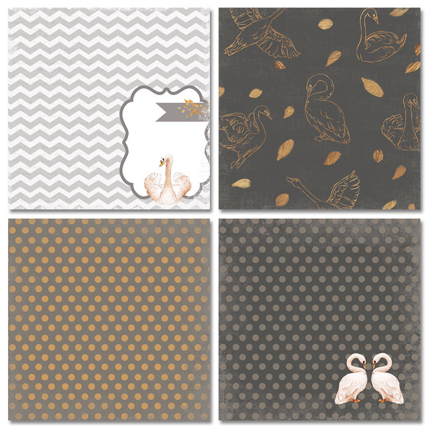 Golden Swan Handmade Decorative Pattern Paper - 24 Sheets - ViktaShop