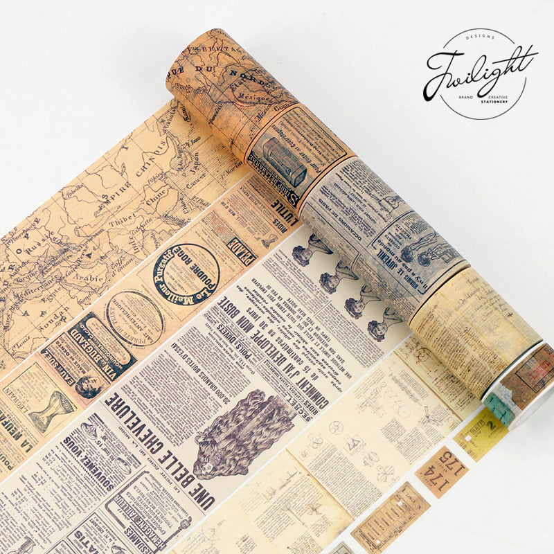 Twilight Retro Gothic Text Washi Tape – English Letter Design - ViktaShop