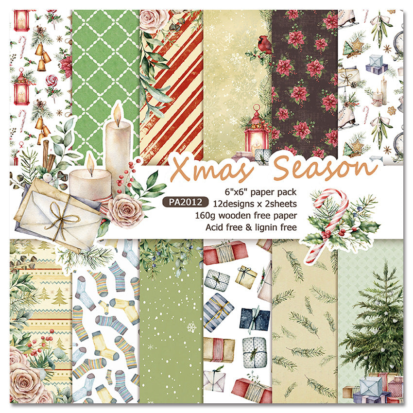 Christmas Season DIY Photo Album Card Pattern Paper - 24 Sheets - ViktaShop