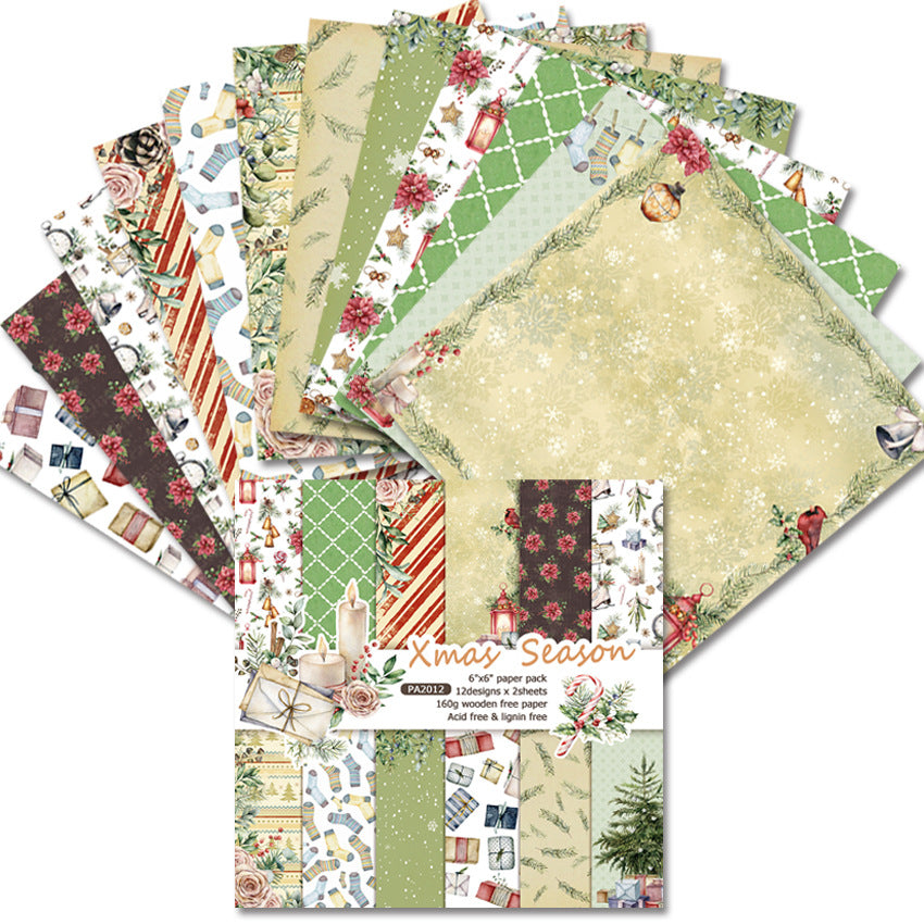 Christmas Season DIY Photo Album Card Pattern Paper - 24 Sheets - ViktaShop