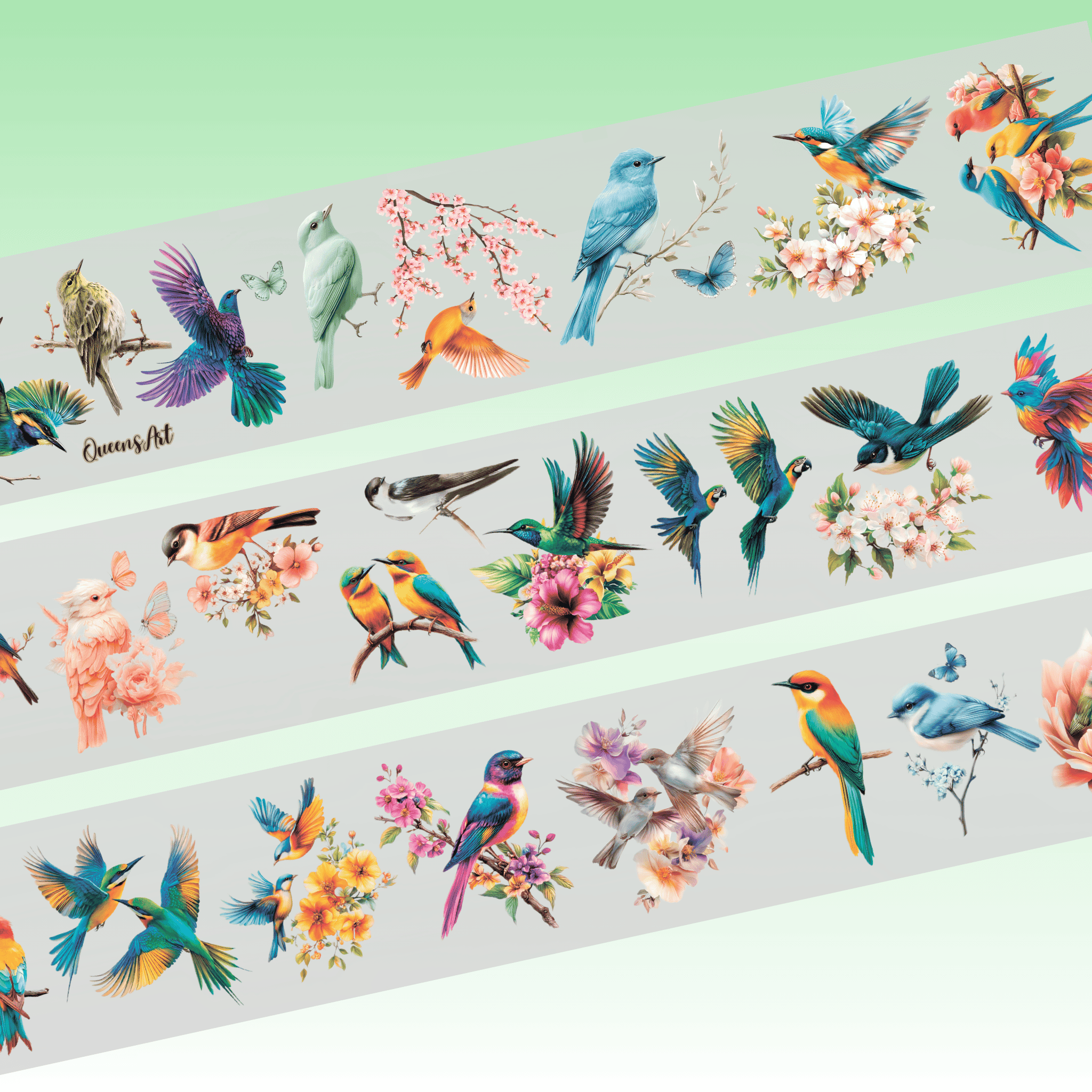 Queens Art Birds PET tape 7cm x 1.25m