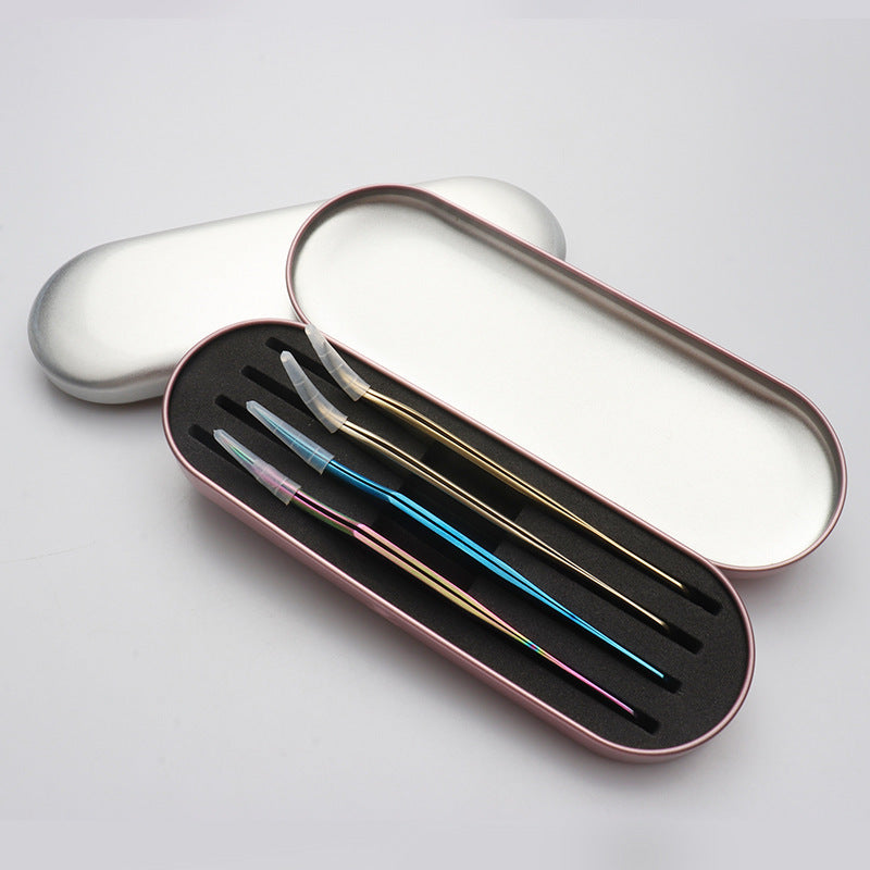 Tinplate Eyelash Tweezers Storage Box – 4 Slot Iron Grafting Tool Organizer - ViktaShop