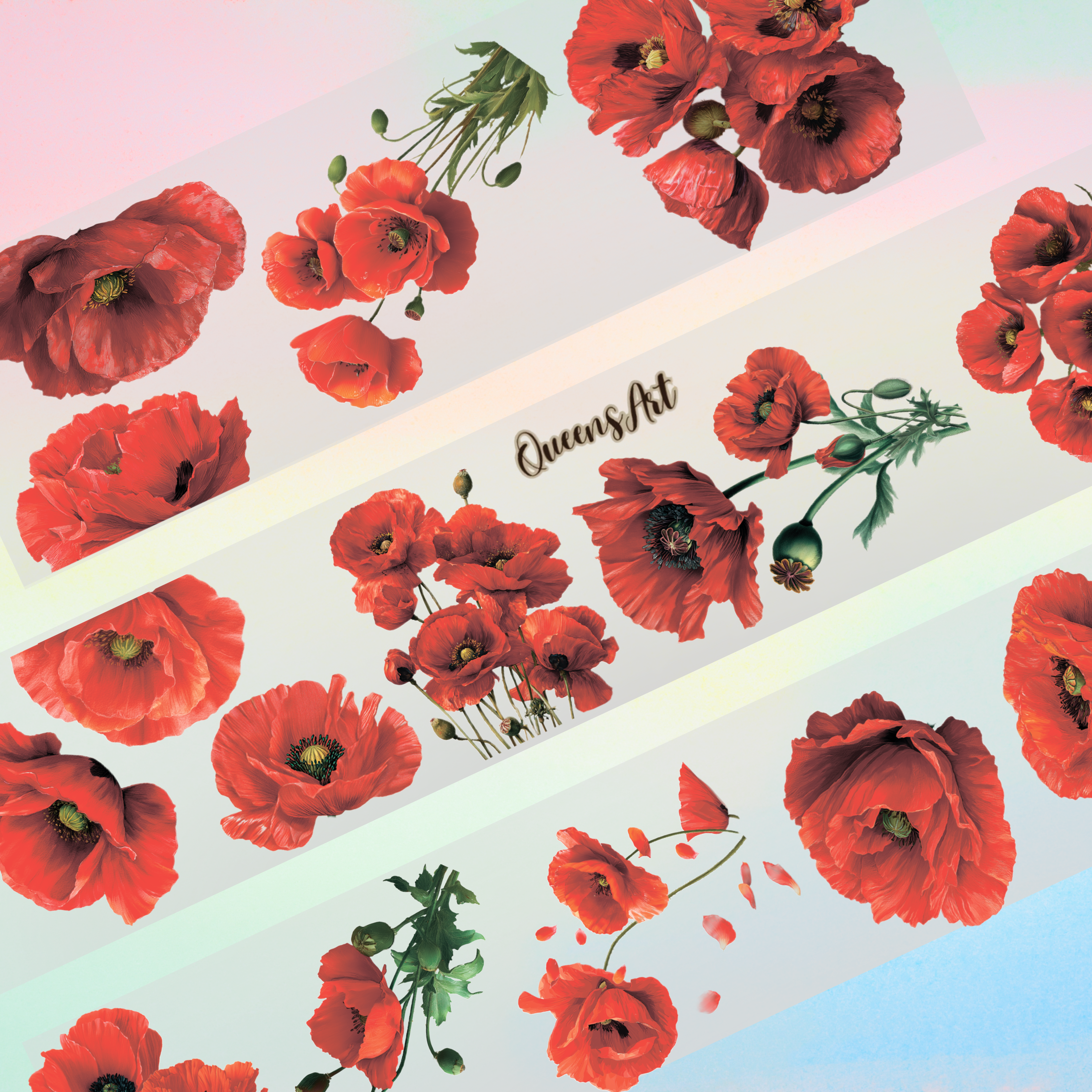 Queens Art Poppy PET tape 8cm x 1m