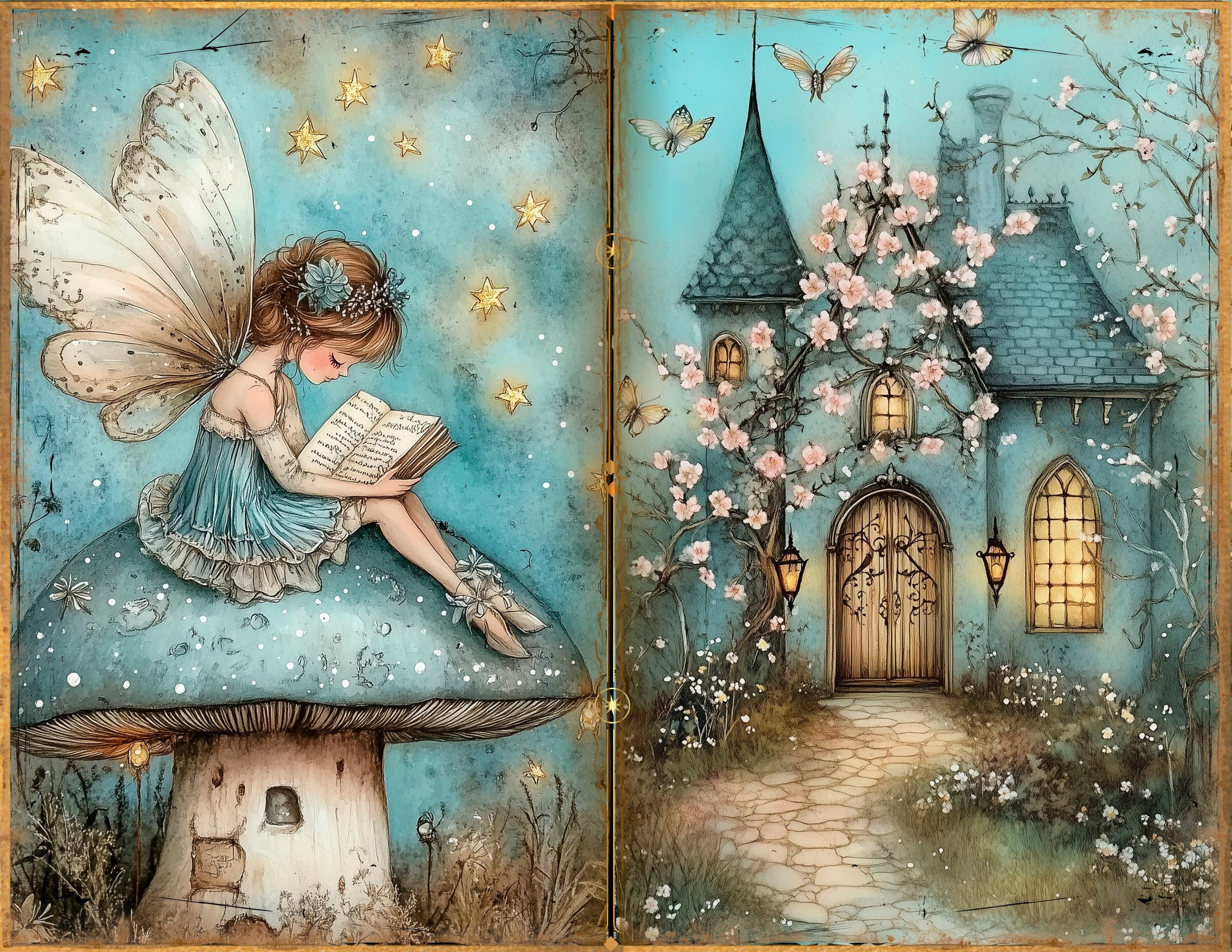 LunicArtDesign Fairy Blue material paper 5.5 x 8.5 inches 20 different sheets - ViktaShop