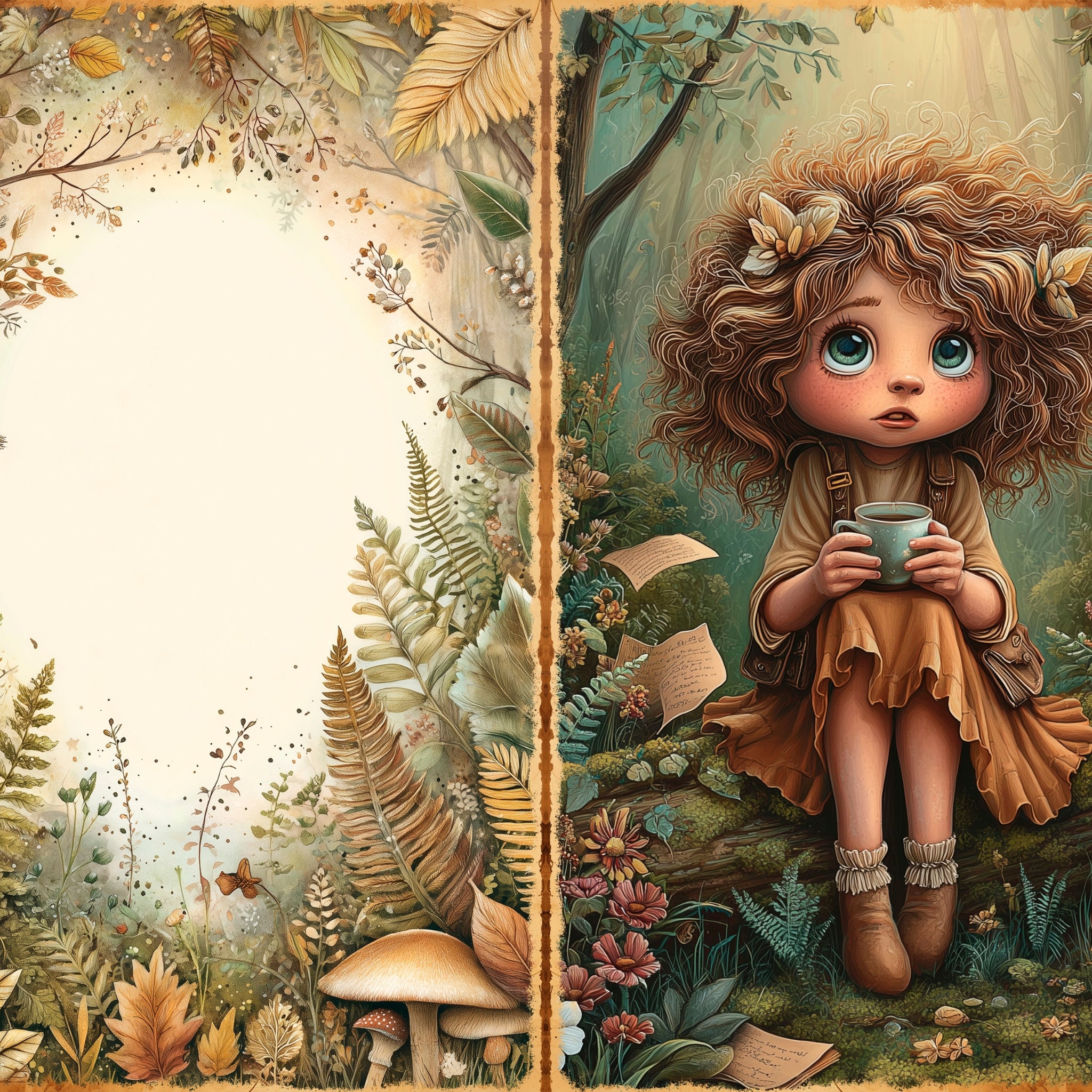 LunicArtDesign Whimsical Woodland material paper 5.5 x 8.5 inches 20 different sheets