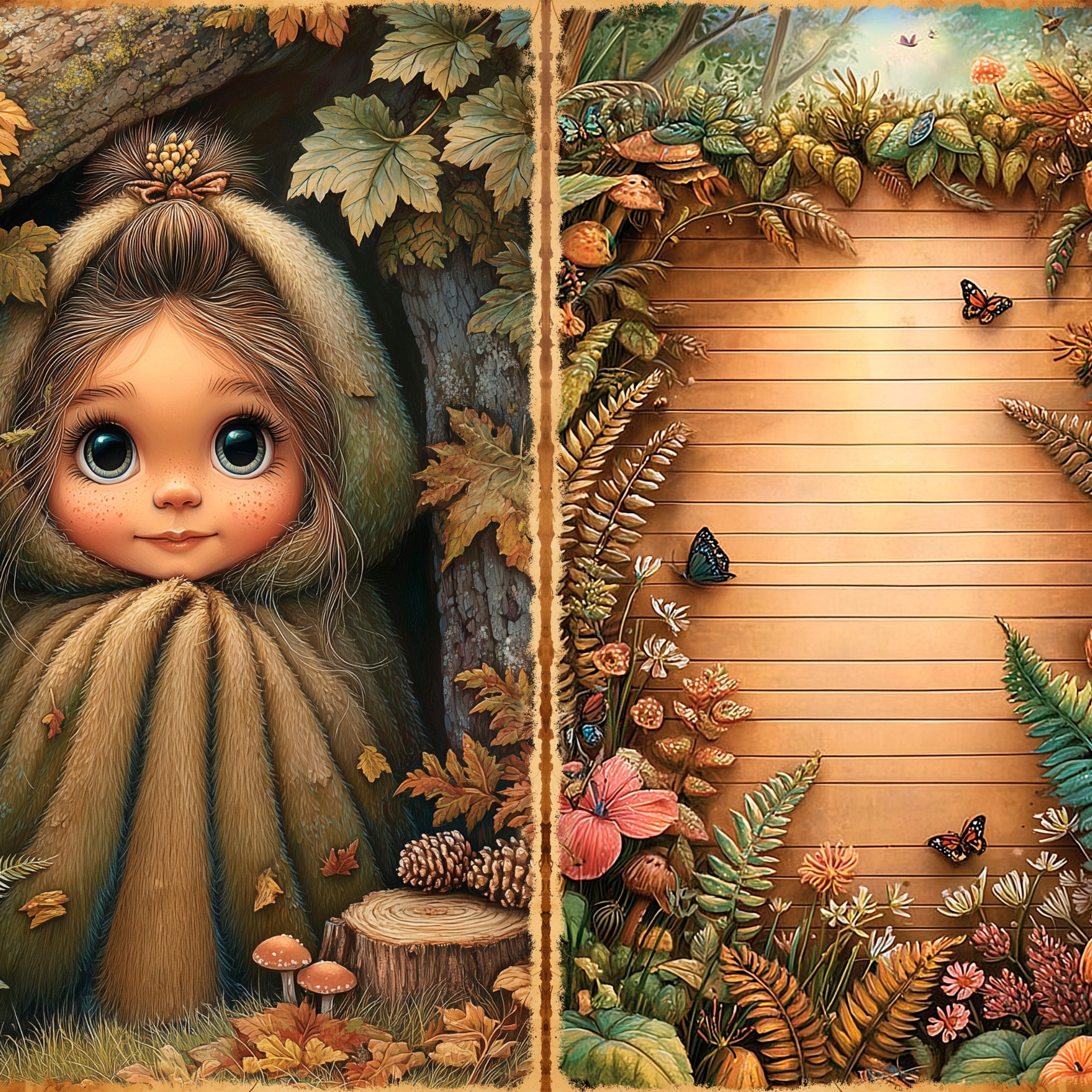 LunicArtDesign Whimsical Woodland material paper 5.5 x 8.5 inches 20 different sheets