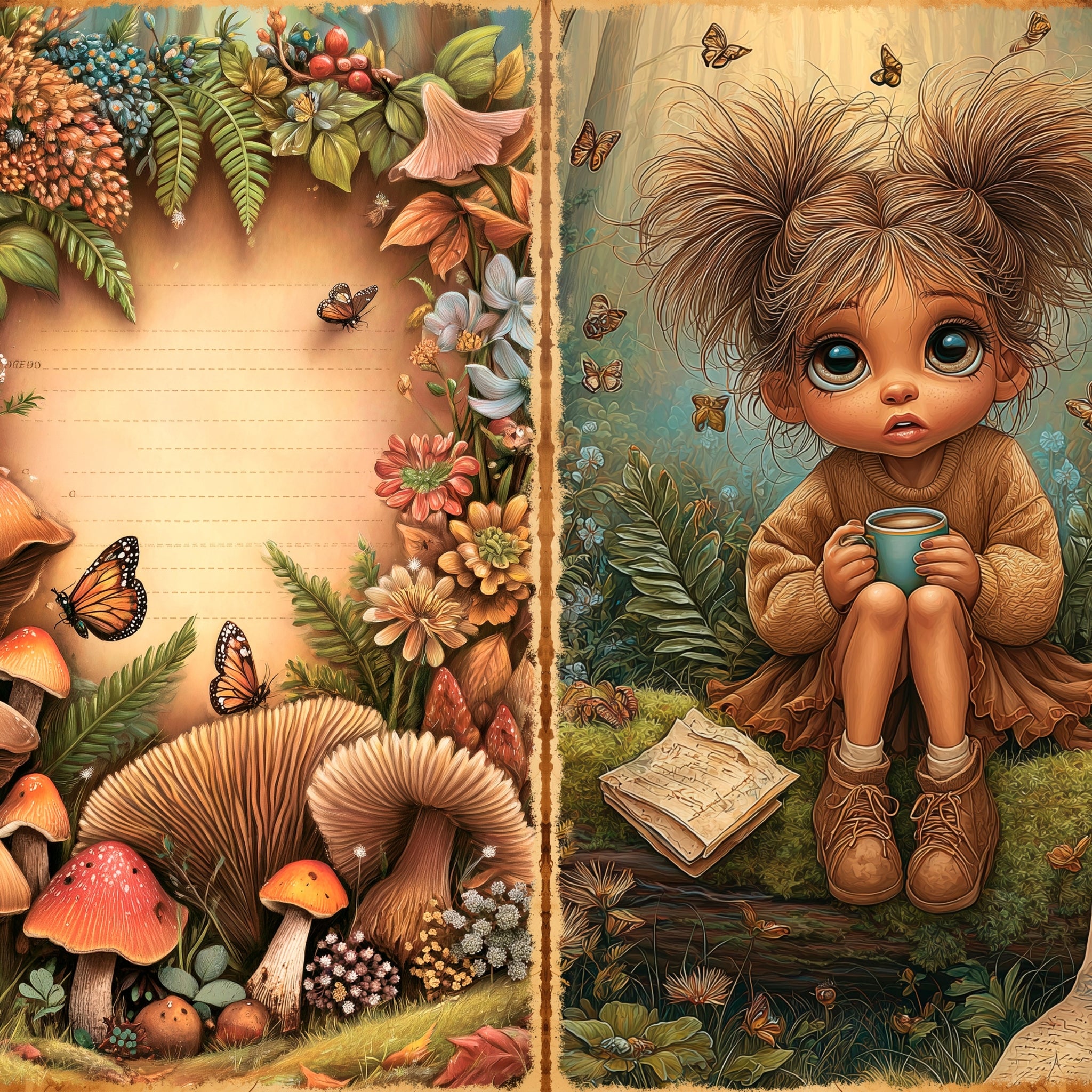 LunicArtDesign Whimsical Woodland material paper 5.5 x 8.5 inches 20 different sheets