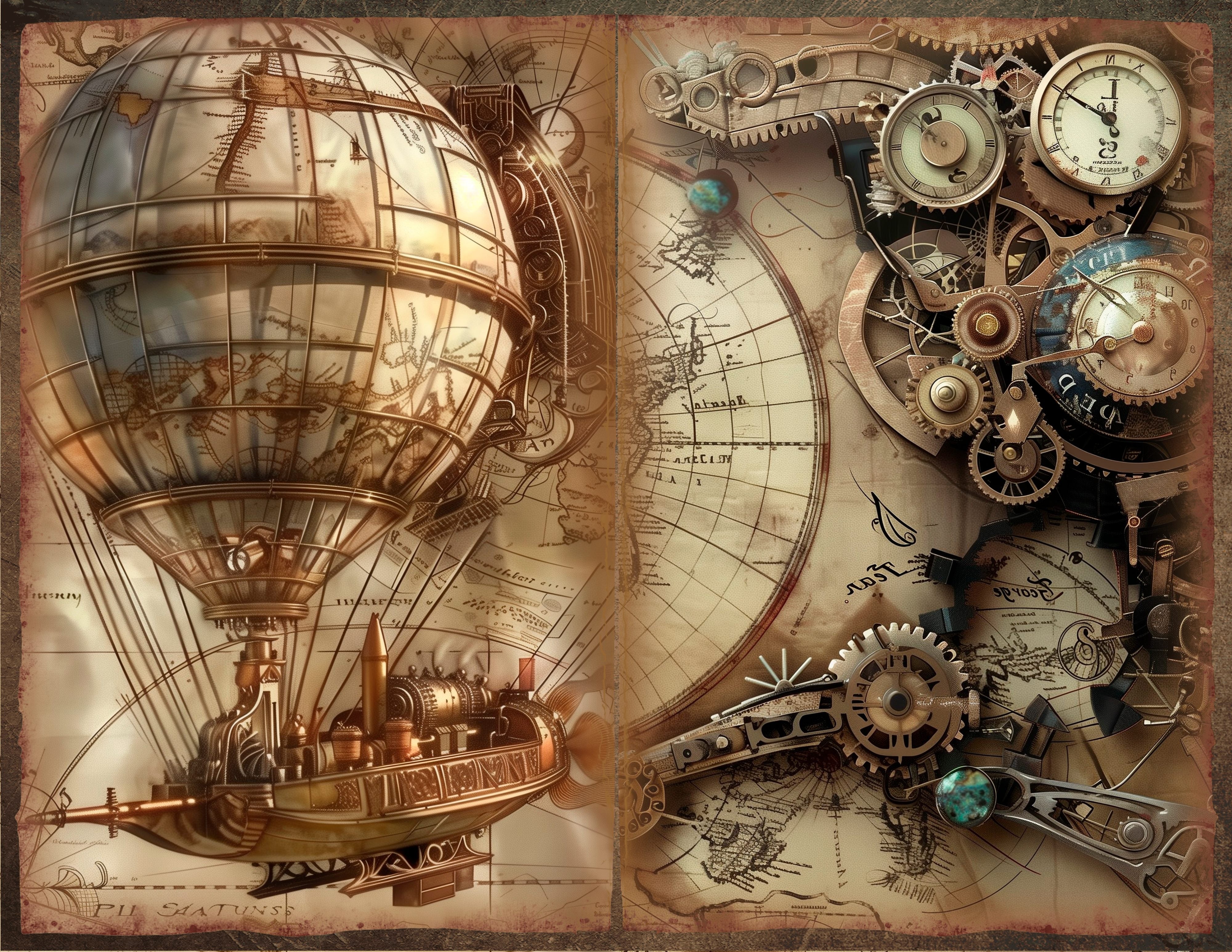 LunicArtDesign Steampunk paper 5.5 x 8.5 inches 20 different sheets - ViktaShop