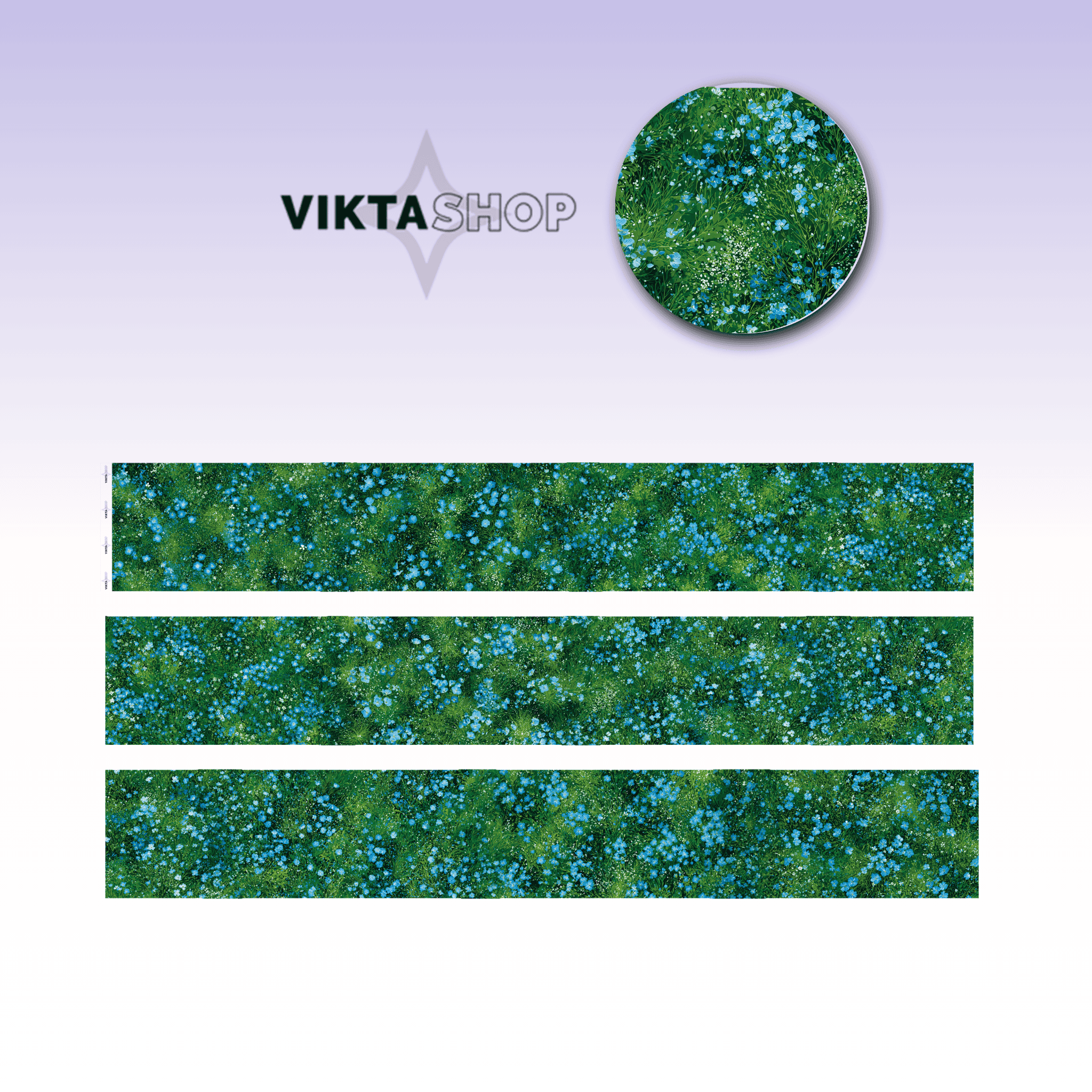 Viktashop Grass with Blue Flowers PET tape 6cm x 1m