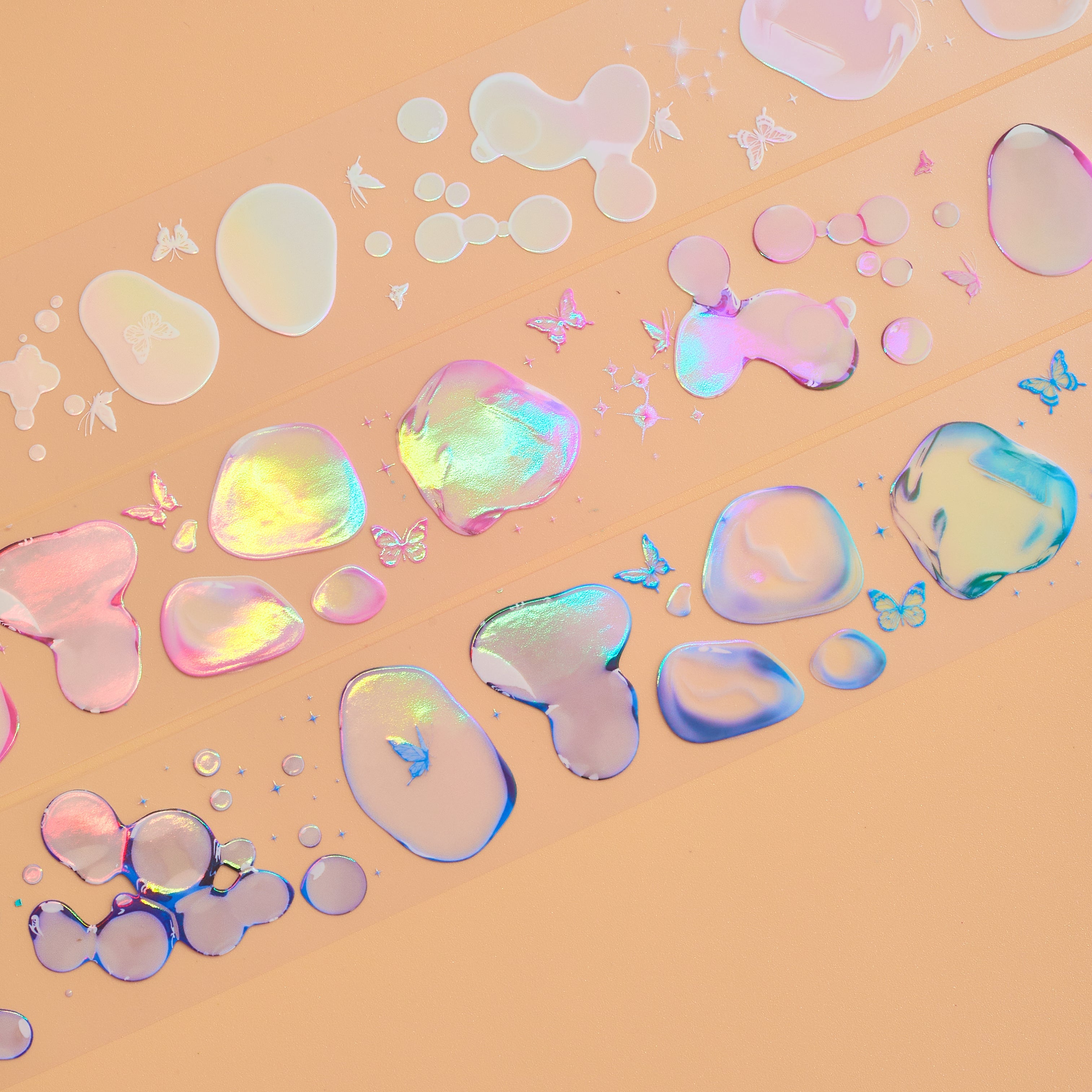 Shiimmer Soap Bubbles Washi / PET Tape | Rainbow & Purple & Yellow & Blue & Pink & White 5cm x 10 m