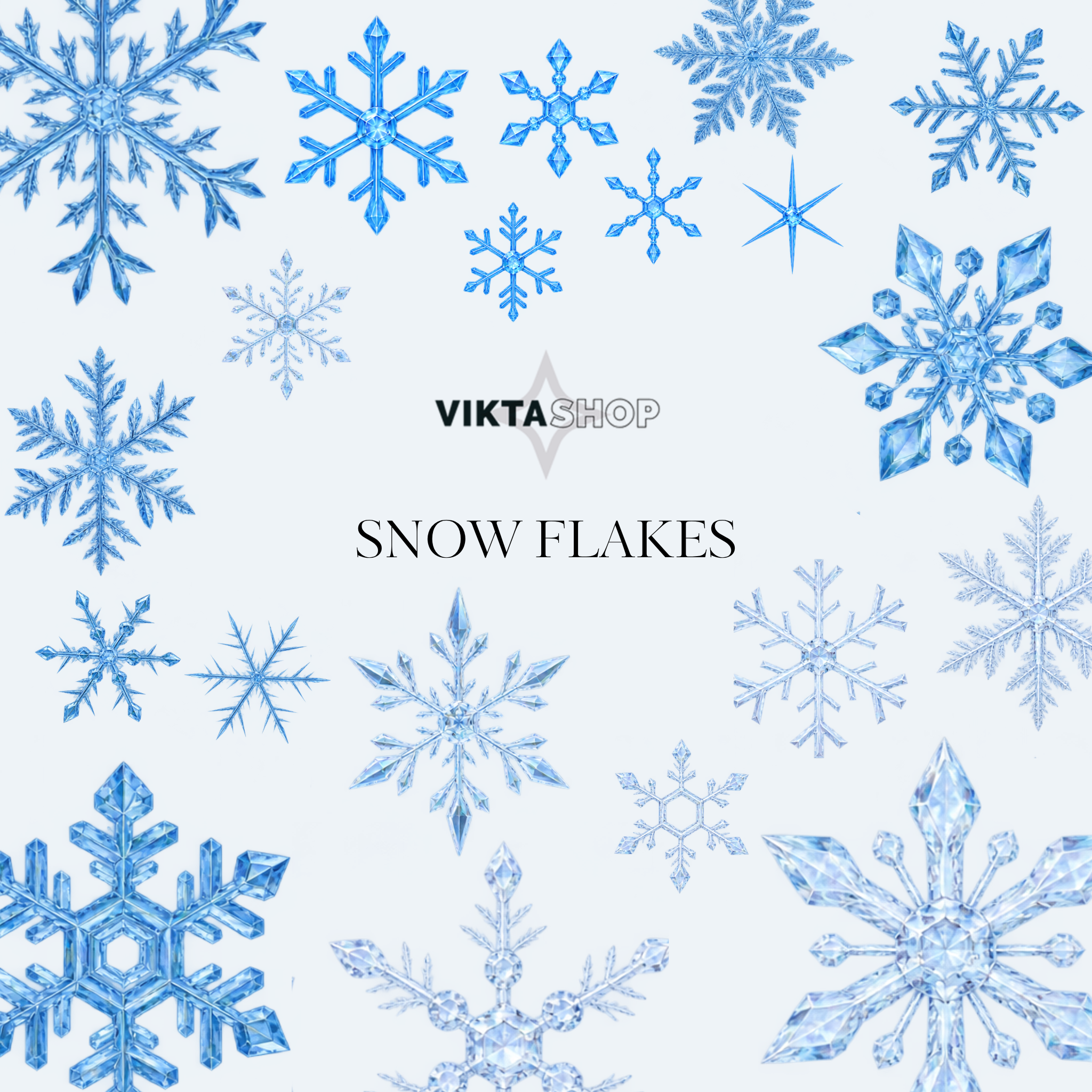 Viktashop Snow Flakes Precut PET Stickers 15cm x 21 cm
