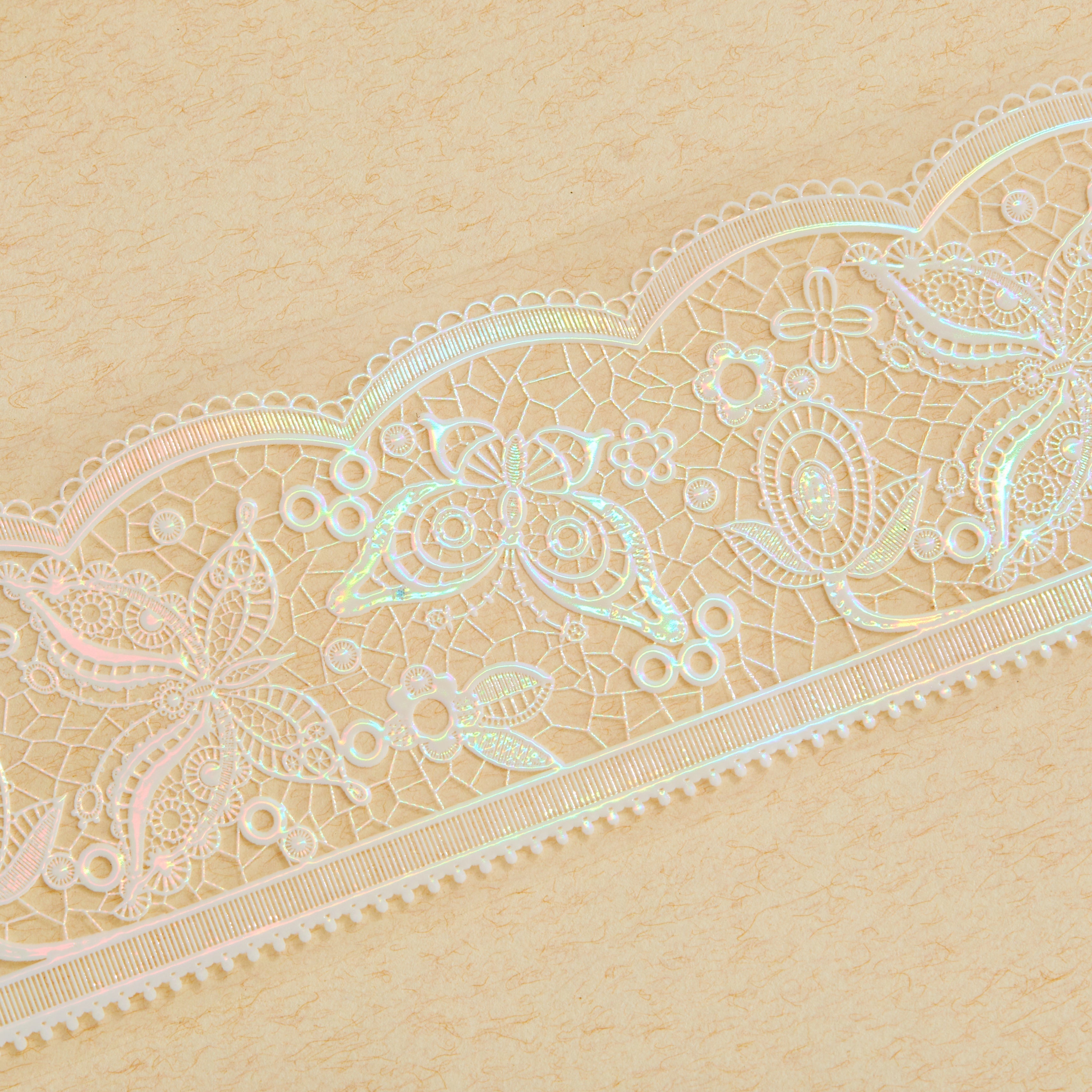 Shiimmer Butterfly Lace Washi / PET Tape | White & Black 6cm x 10m