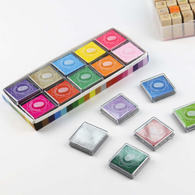 20-Color Ink Pad Set - 4×4 Boxed for Finger Painting
