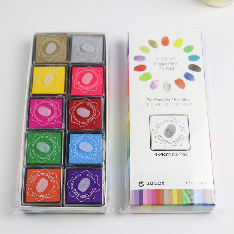 20-Color Ink Pad Set - 4×4 Boxed for Finger Painting