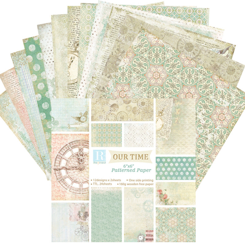 Our Time Pattern Paper for DIY Albums & Scrapbooking - 24 Sheets - ViktaShop