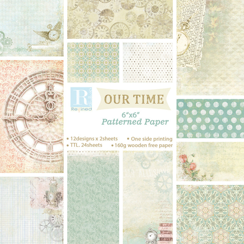 Our Time Pattern Paper for DIY Albums & Scrapbooking - 24 Sheets - ViktaShop