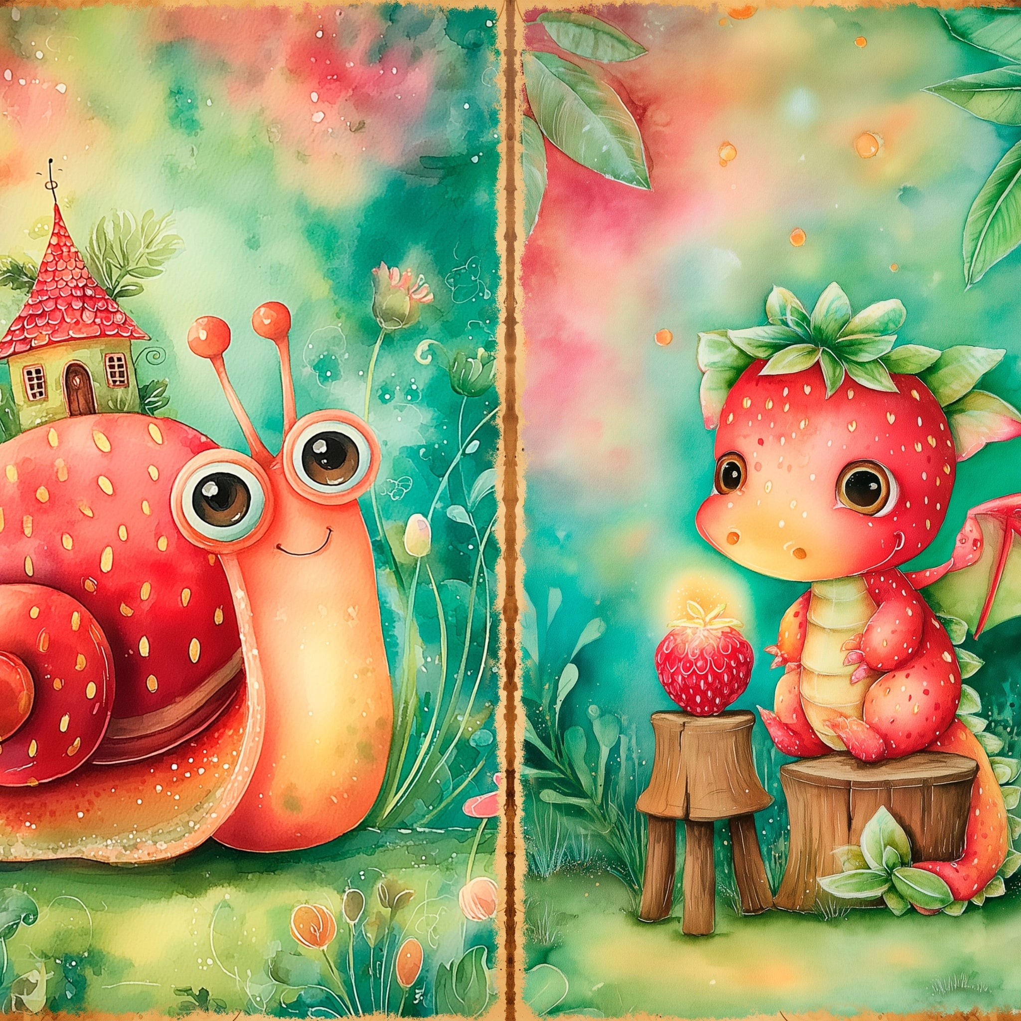 LunicArtDesign Whimsical Strawberry material paper 5.5 x 8.5 inches 20 different sheets