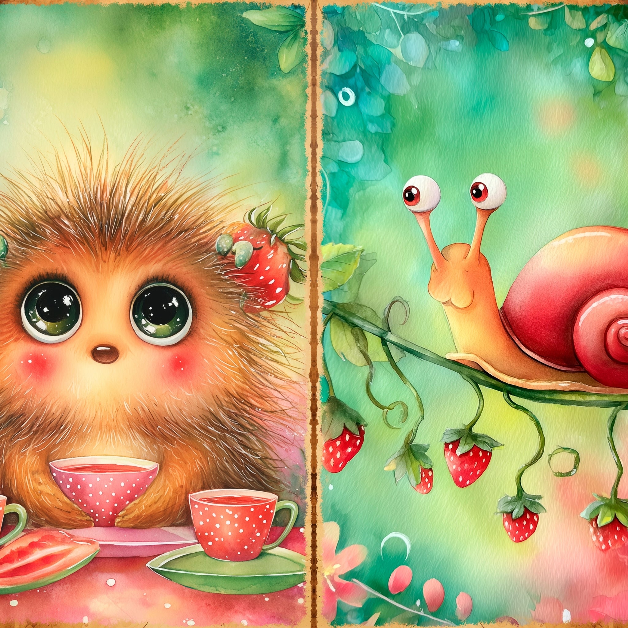 LunicArtDesign Whimsical Strawberry material paper 5.5 x 8.5 inches 20 different sheets
