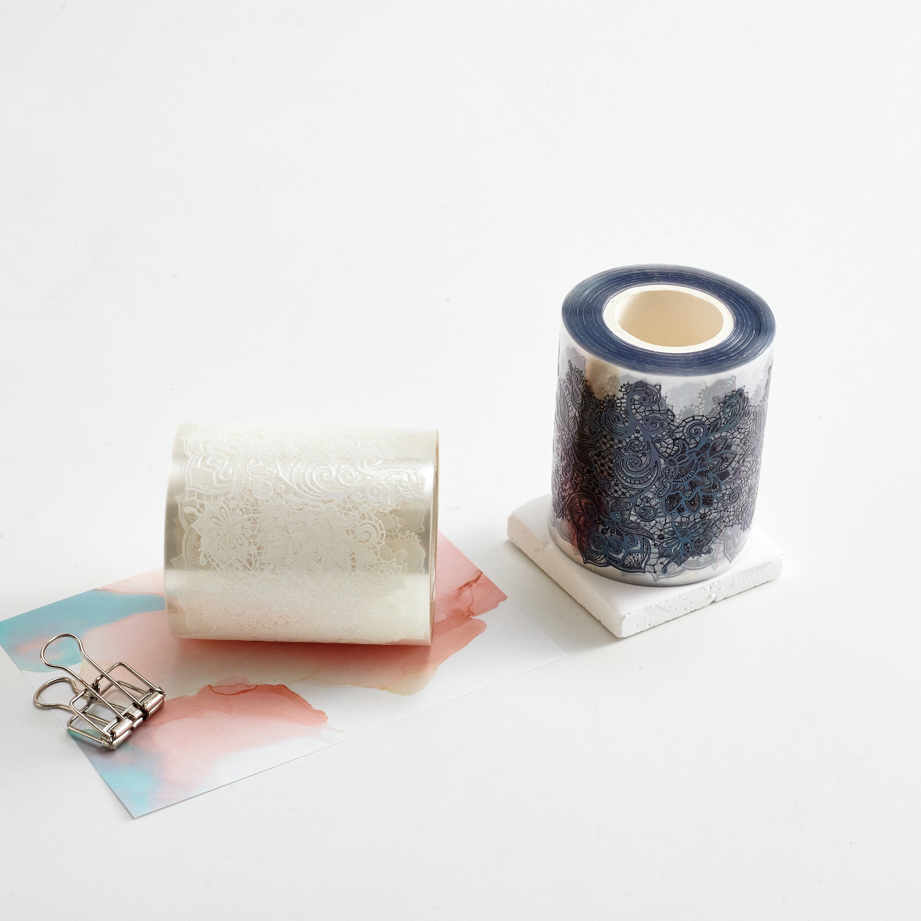 Shiimmer Flower Lace Washi / PET Tape | White & Black 6cm x 10m