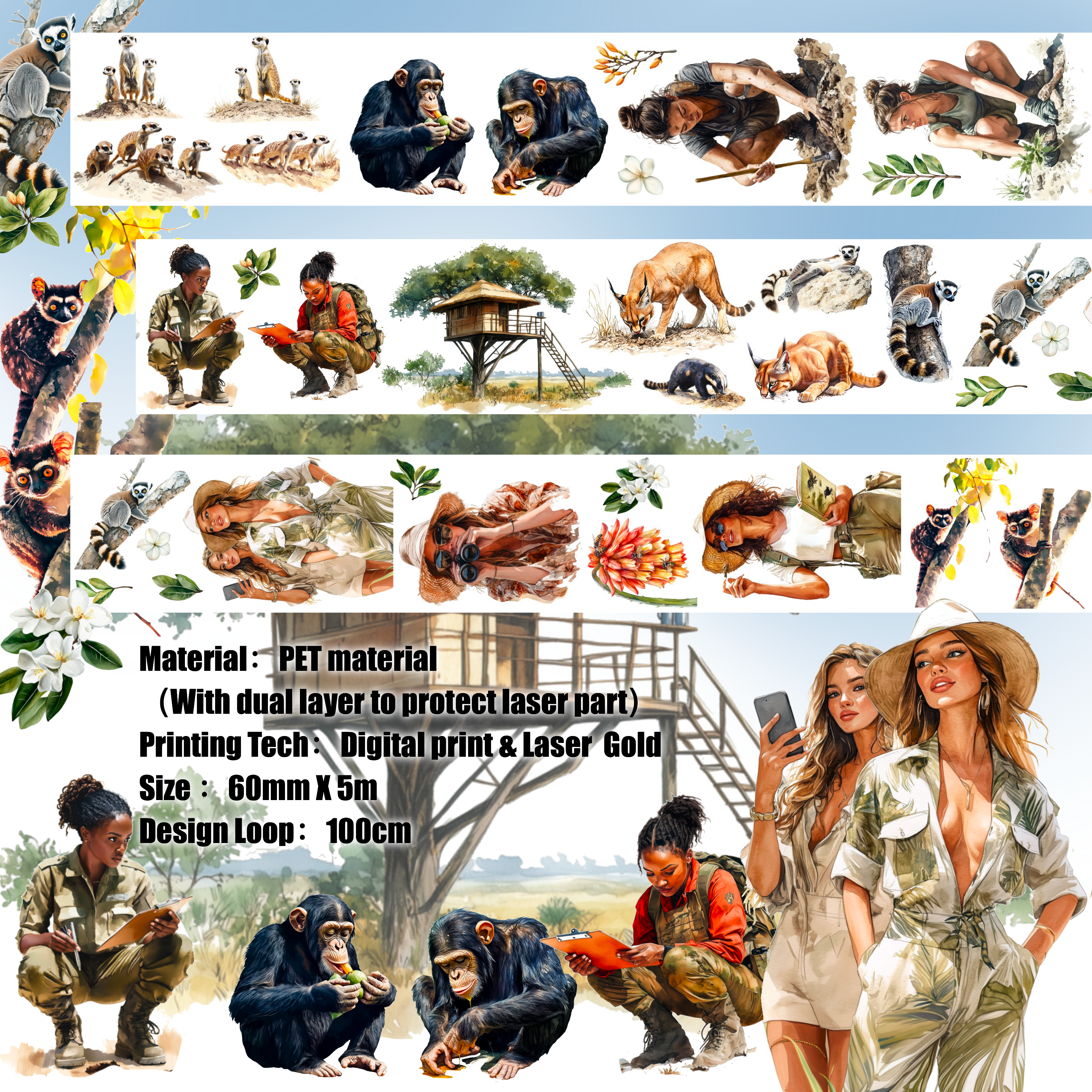 Shiimmer Africa Grove  PET Tape 6cm x 1m