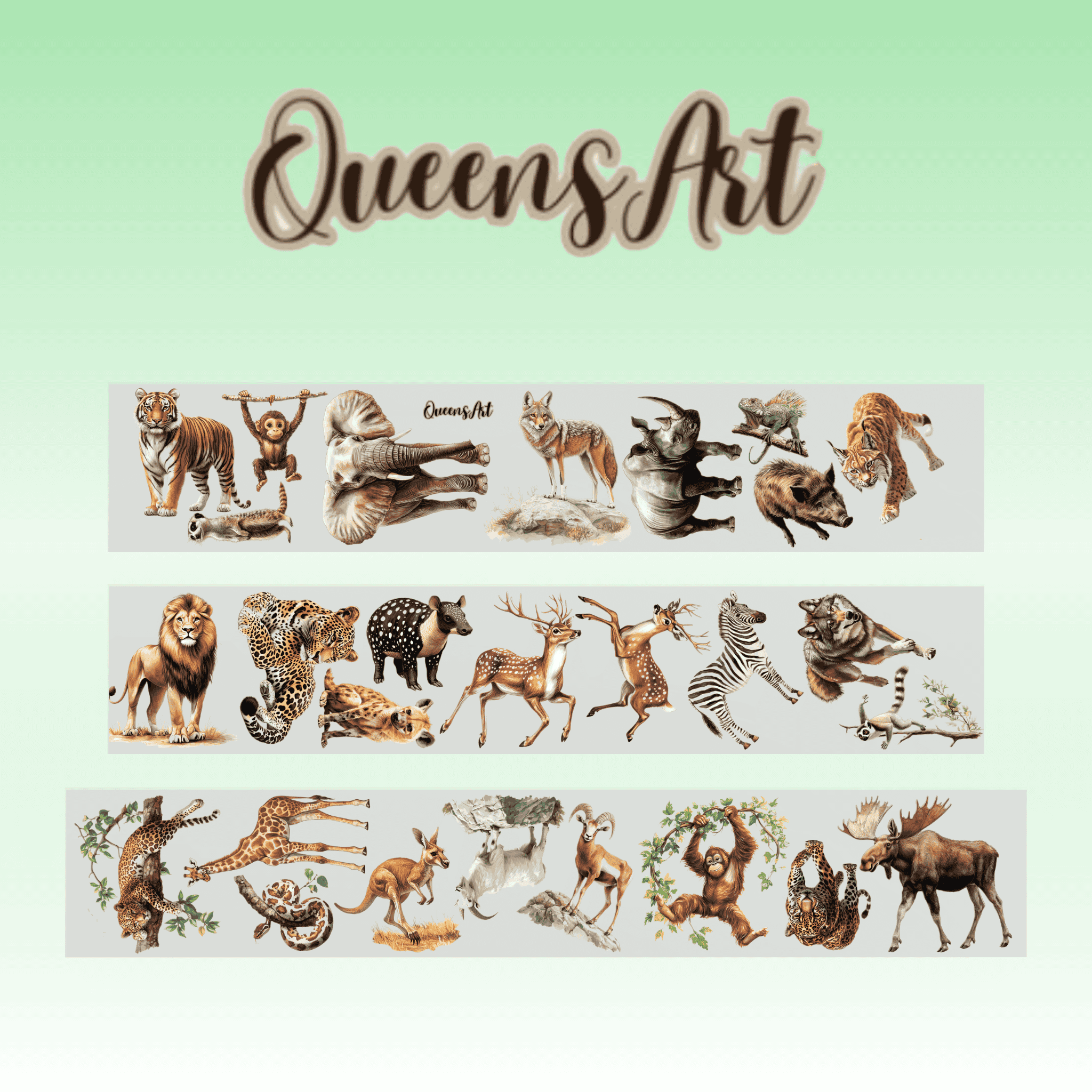 Qeens Art Wild Animals PET tape 8cm x 1,25m