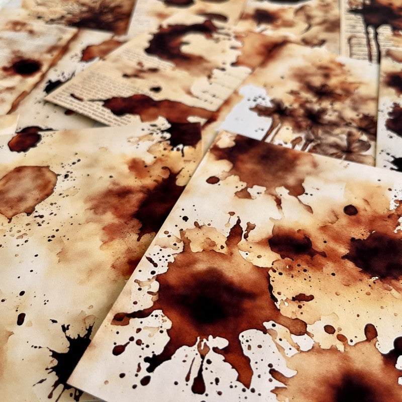 Retro Brown Coffee Stained Background Vintage Paper 12.8 cm / 9.8 cm 24 sheets