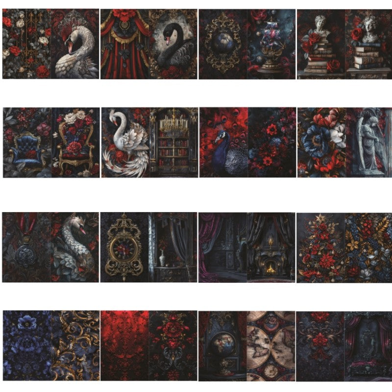Retro Swan Baroque Background Paper 14 cm / 9.5 cm 32 sheets - ViktaShop