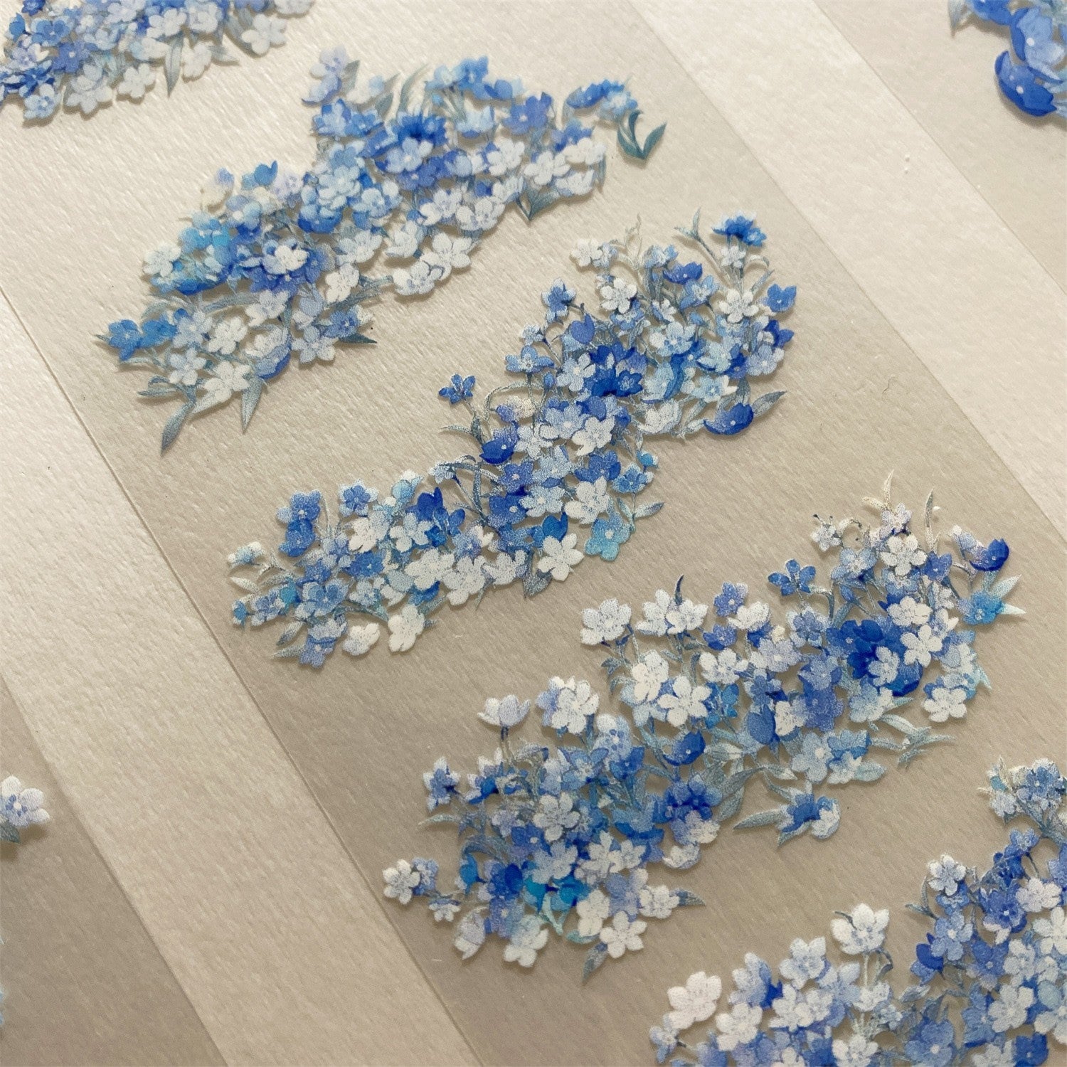 Grass blue and white flower antique style PET tape 6cm / 1 m - ViktaShop