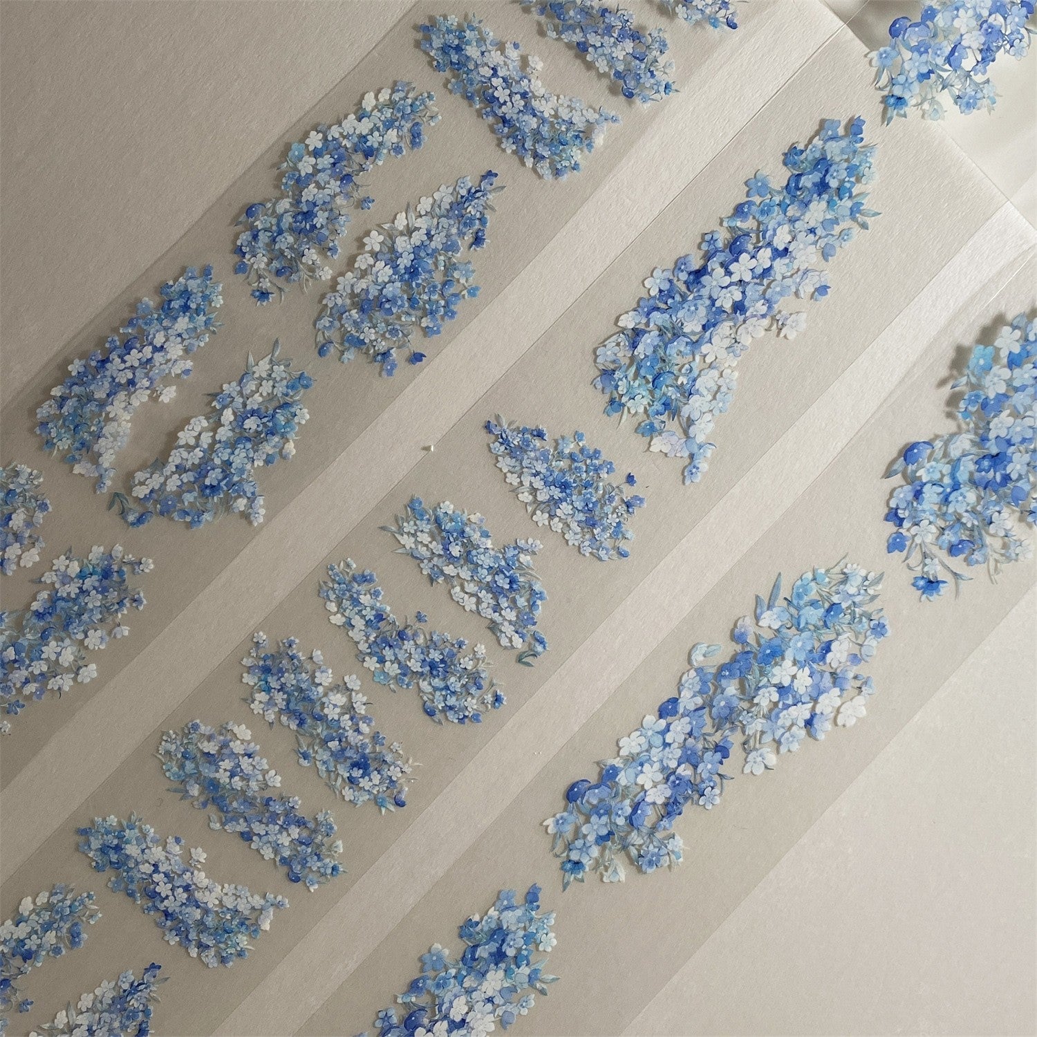 Grass blue and white flower antique style PET tape 6cm / 1 m - ViktaShop