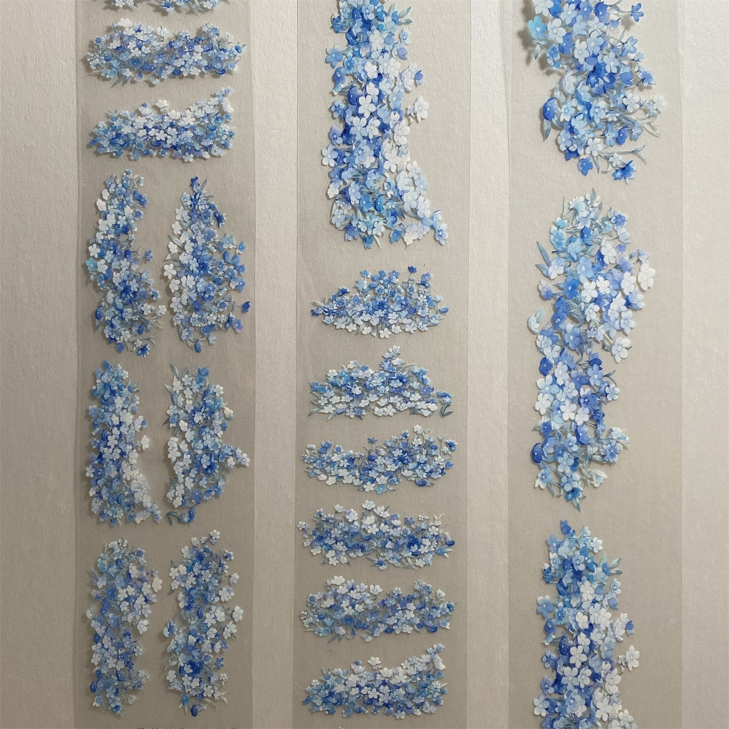 Grass blue and white flower antique style PET tape 6cm / 1 m - ViktaShop