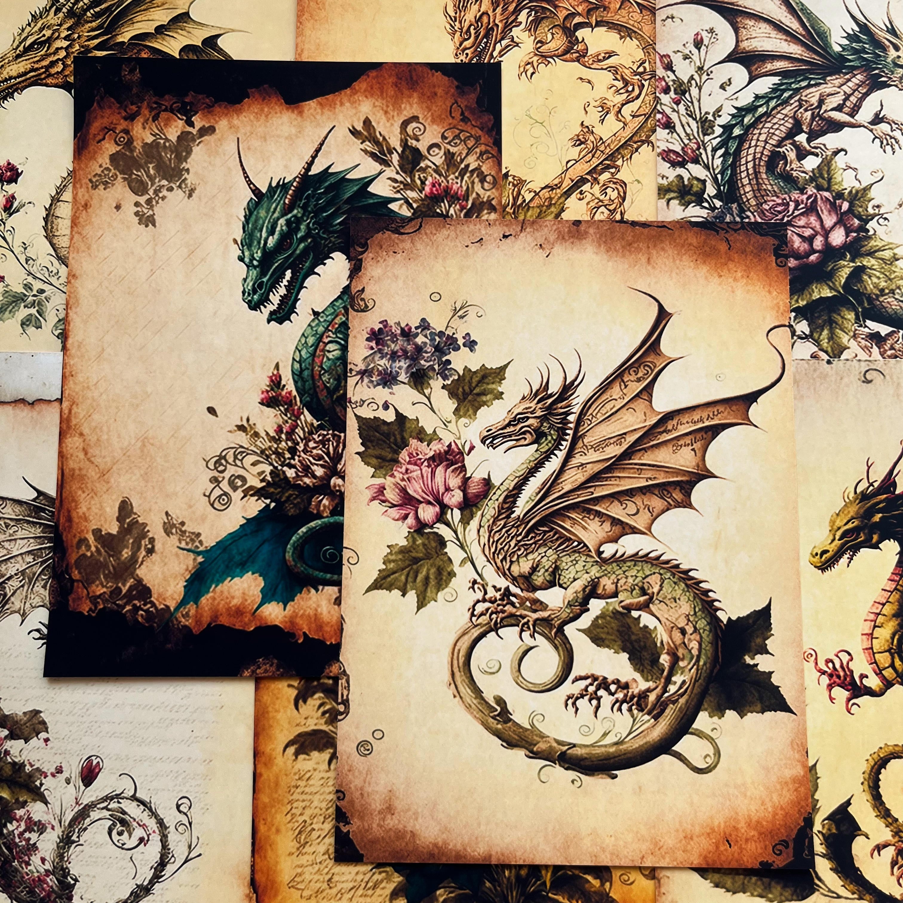 Retro Dragon Background Paper 18 cm / 13 cm 8 page - ViktaShop