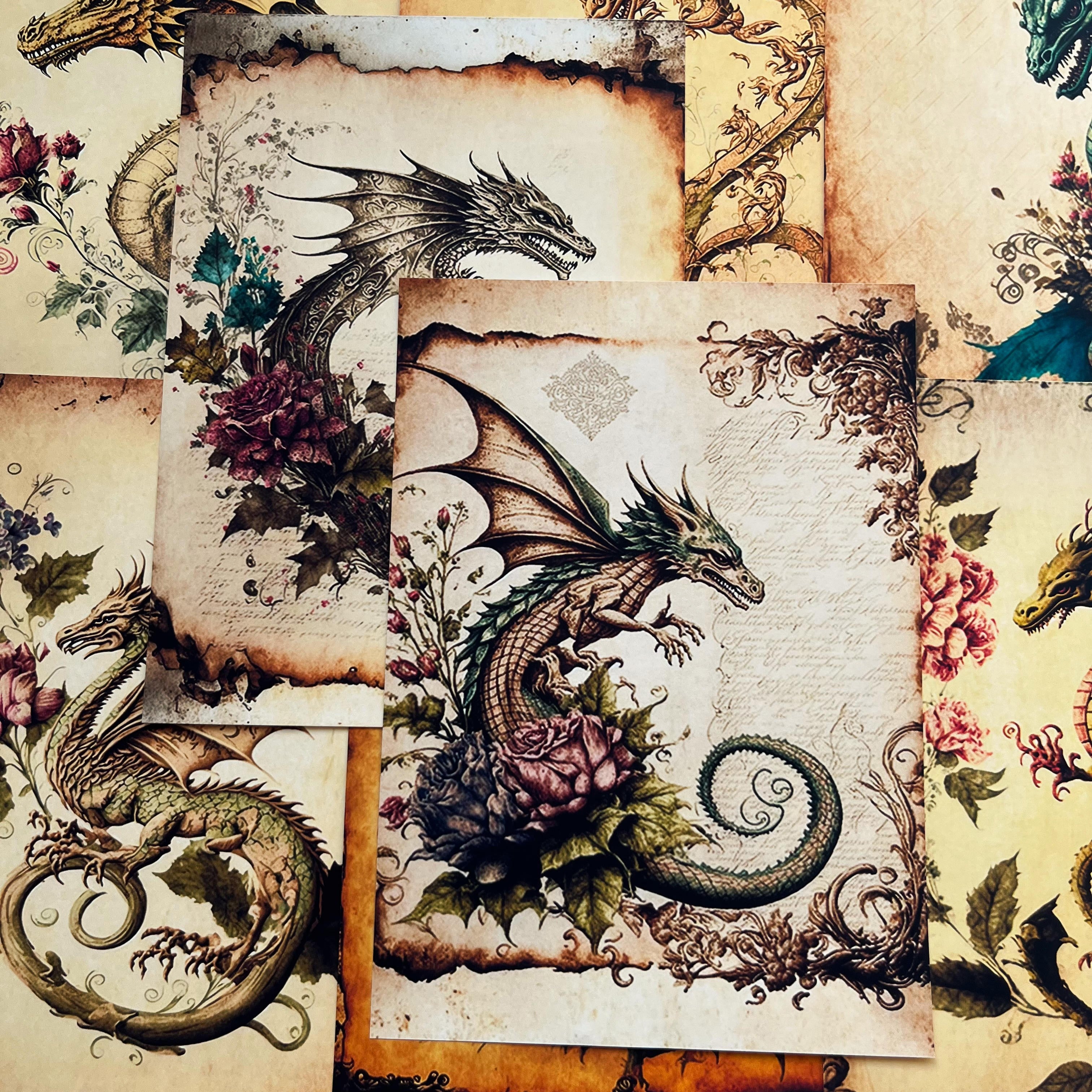 Retro Dragon Background Paper 18 cm / 13 cm 8 page - ViktaShop