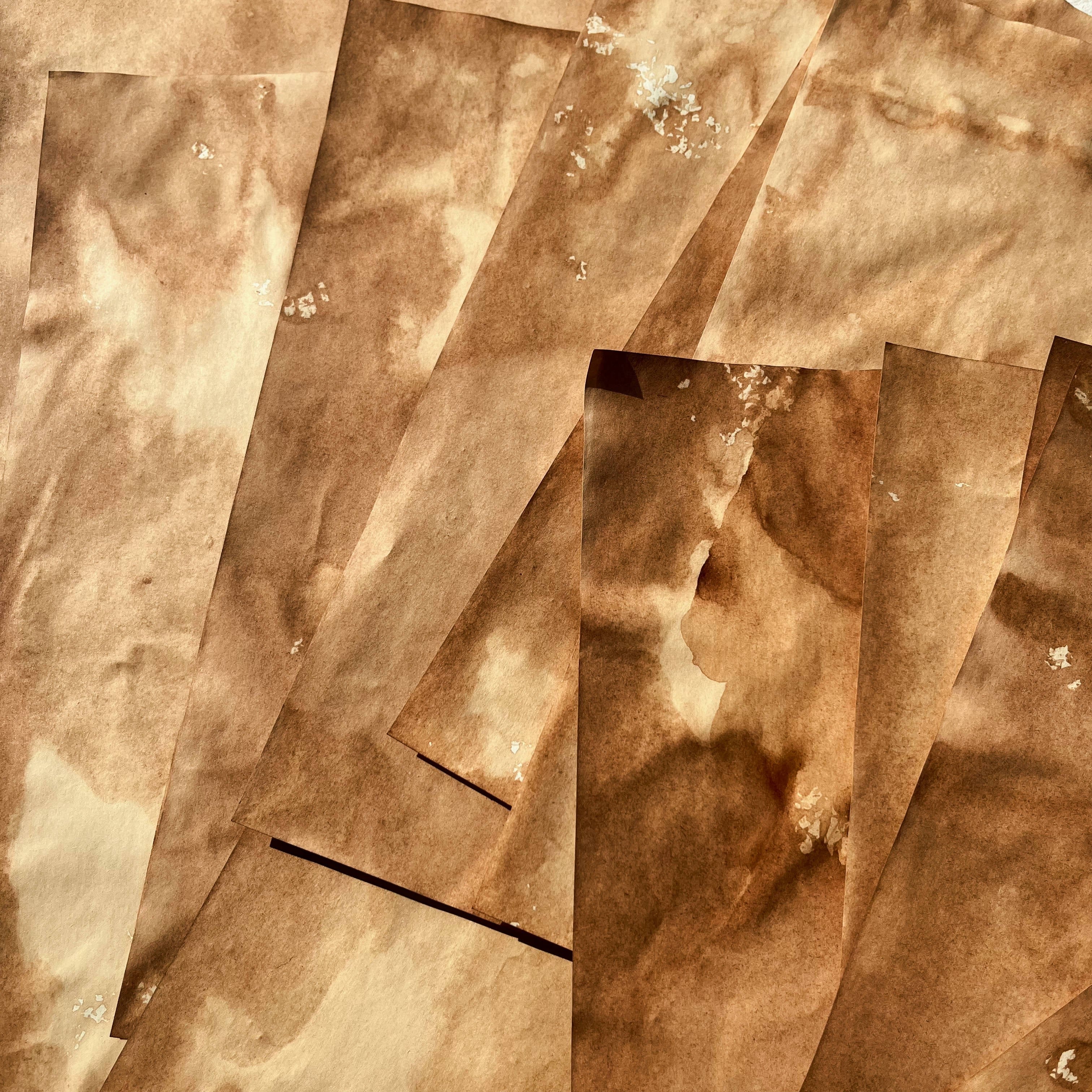 Handmade tea dyeing vintage paper A4 20 sheets - ViktaShop