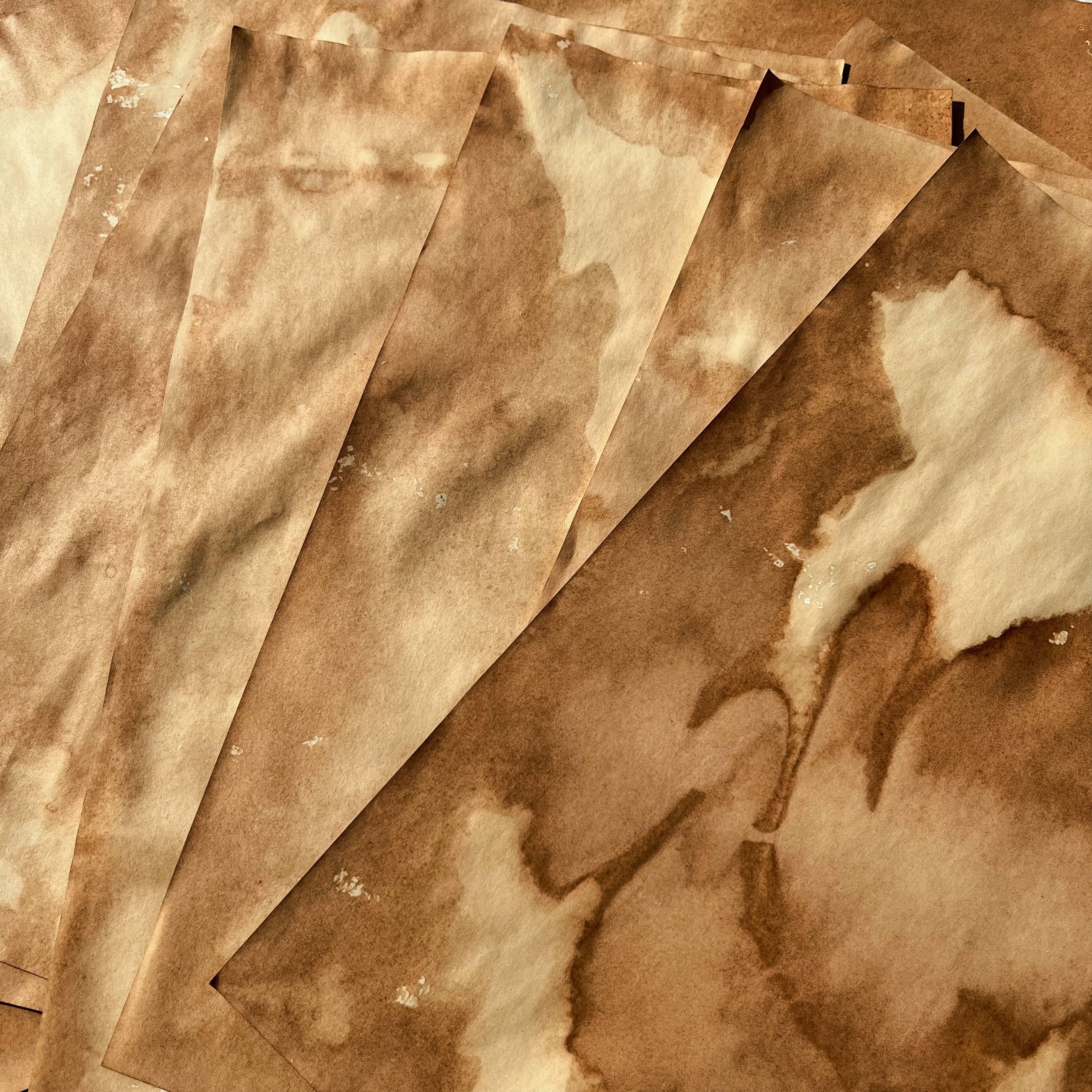 Handmade tea dyeing vintage paper A4 20 sheets - ViktaShop