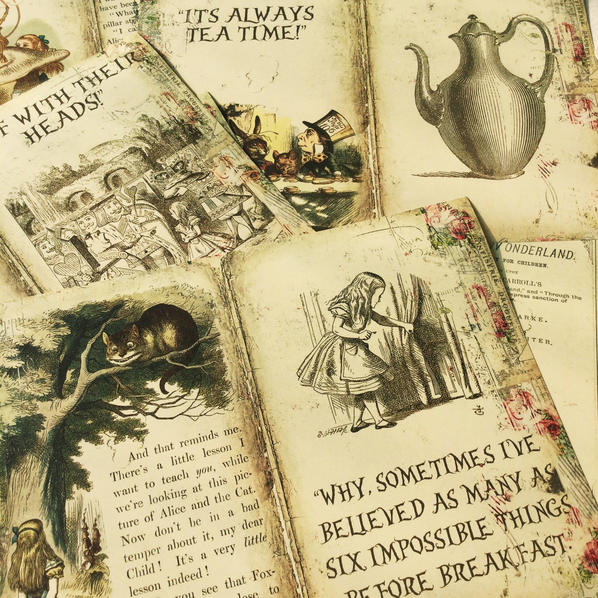 Alice's Adventures in Wonderland Background Paper A5 12 sheets - ViktaShop