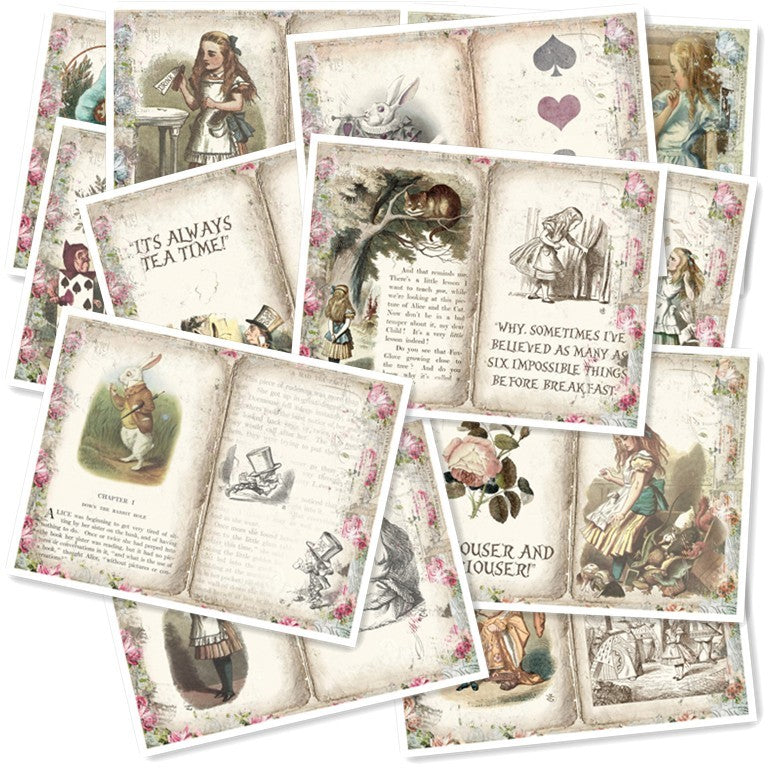 Alice's Adventures in Wonderland Background Paper A5 12 sheets - ViktaShop