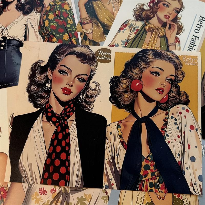 Retro European and American Fashion Modern Girl Paper 18 cm / 14 cm 15 sheets - ViktaShop