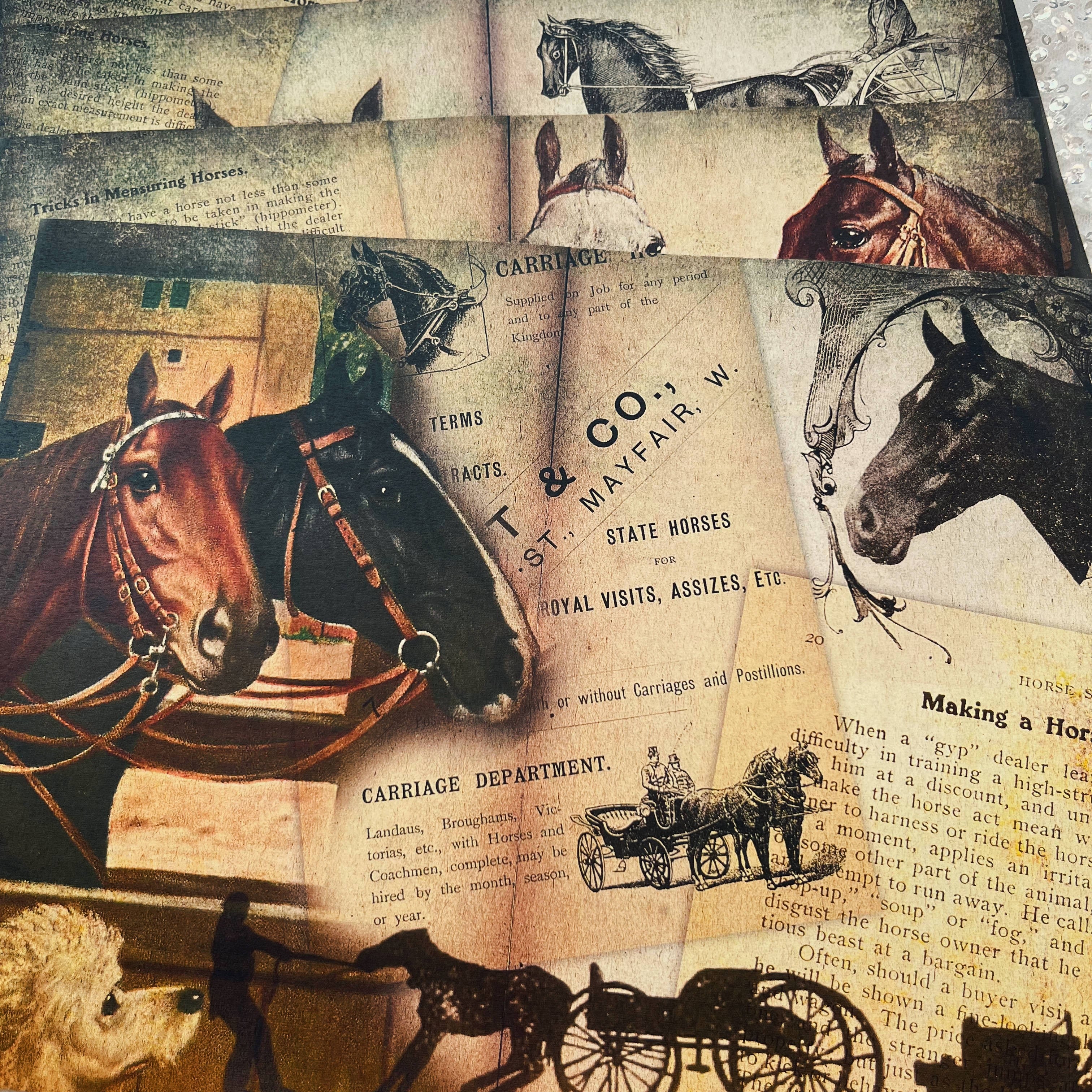 Retro Farm Horse Background Vintage Paper A4 6 sheets - ViktaShop