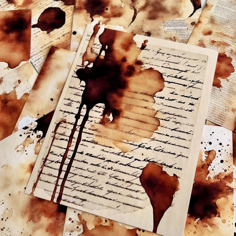Retro Brown Coffee Stained Background Vintage Paper 12.8 cm / 9.8 cm 24 sheets