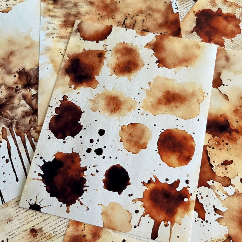 Retro Brown Coffee Stained Background Vintage Paper 12.8 cm / 9.8 cm 24 sheets