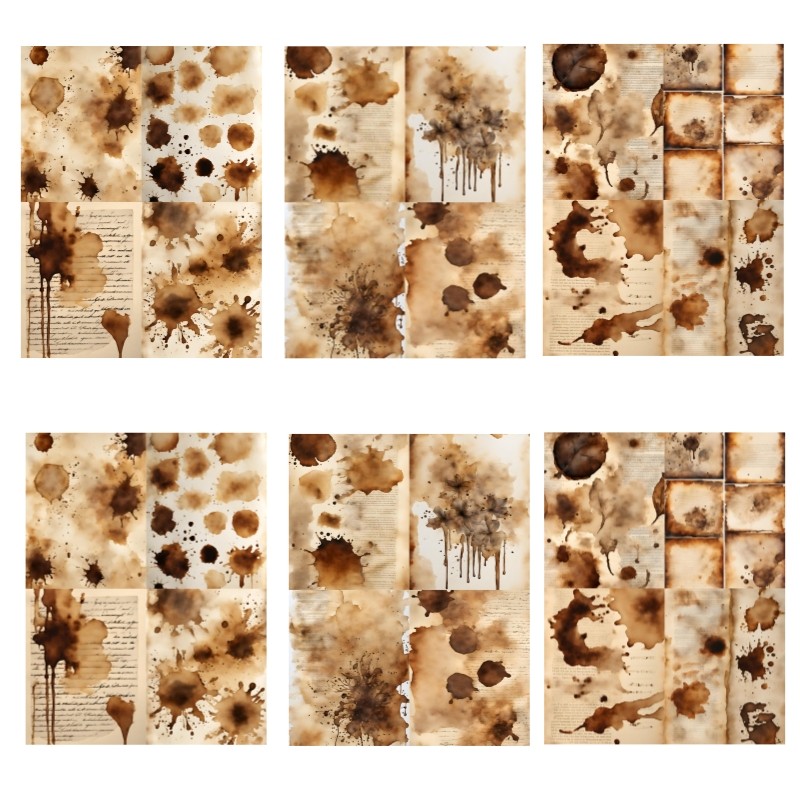 Retro Brown Coffee Stained Background Vintage Paper 12.8 cm / 9.8 cm 24 sheets