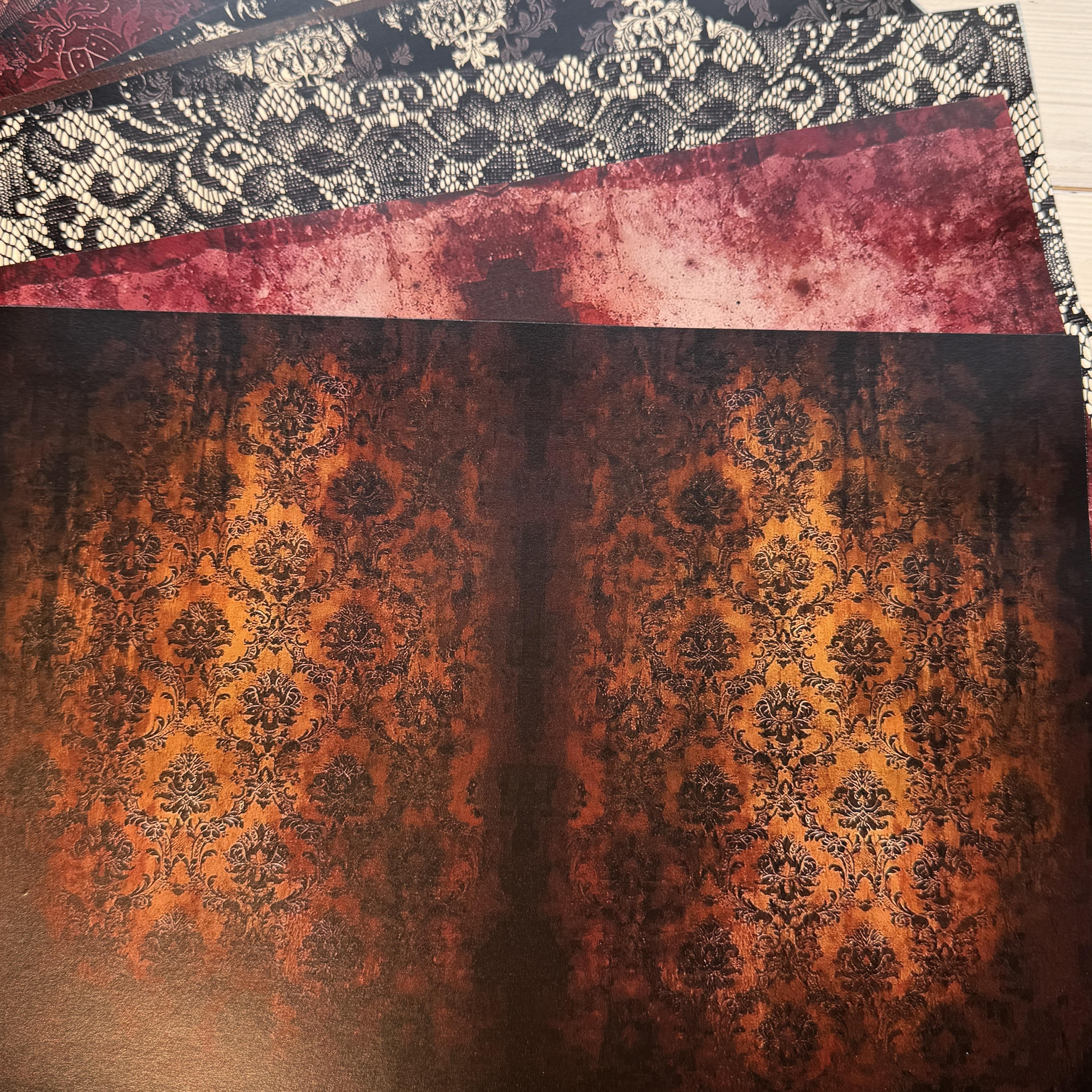 Halloween Dark Retro Red Background Paper 19.5 cm / 14 cm 10 sheets - ViktaShop