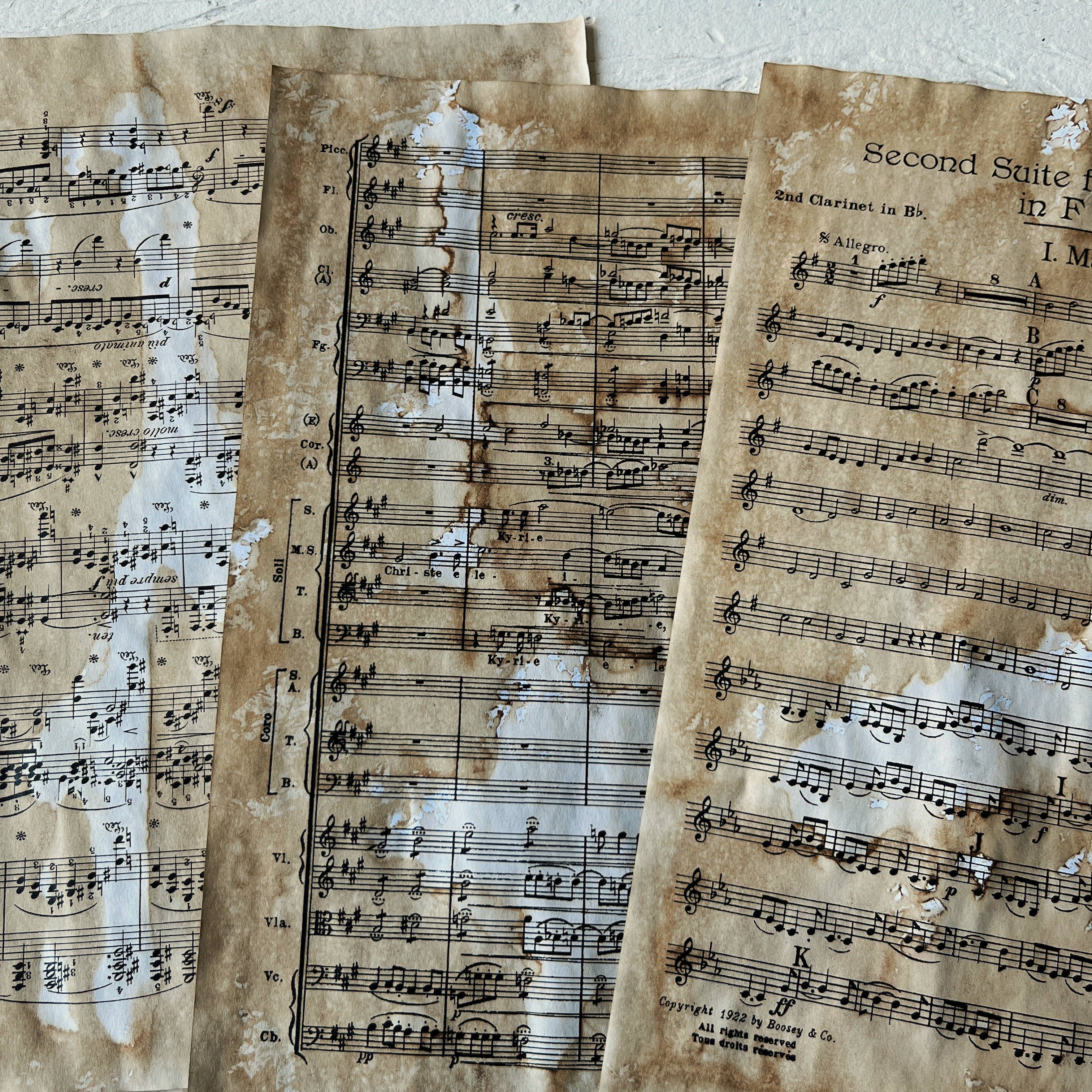 Vintage music score material paper A4 10 sheets - ViktaShop