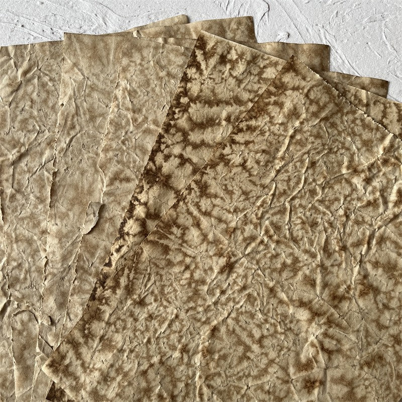 Handmade vintage wrinkled texture coffee dye paper A4 10 sheets - ViktaShop